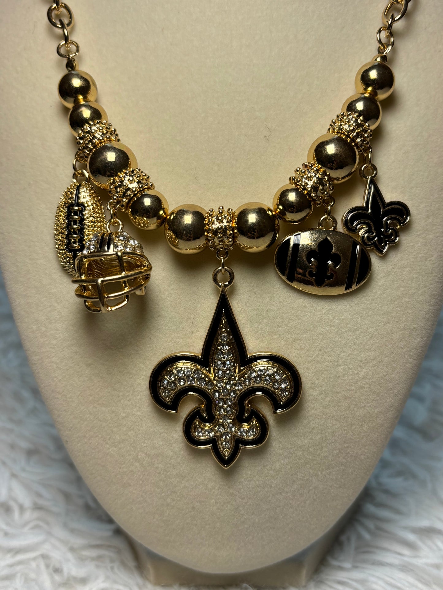 Fleur De Lis Football Necklace Set