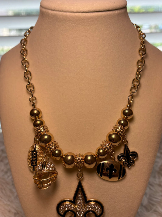 Fleur De Lis Football Necklace Set