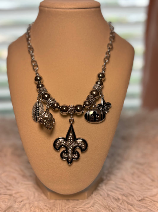 Fleur De Lis Football Necklace Set