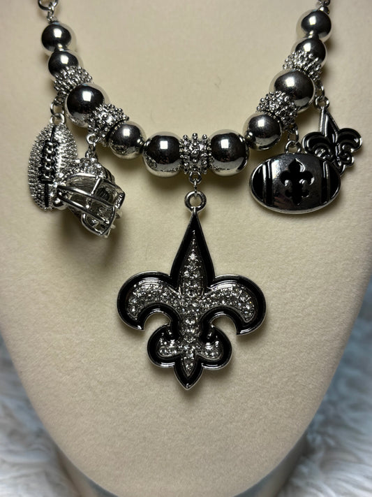 Fleur De Lis Football Necklace Set