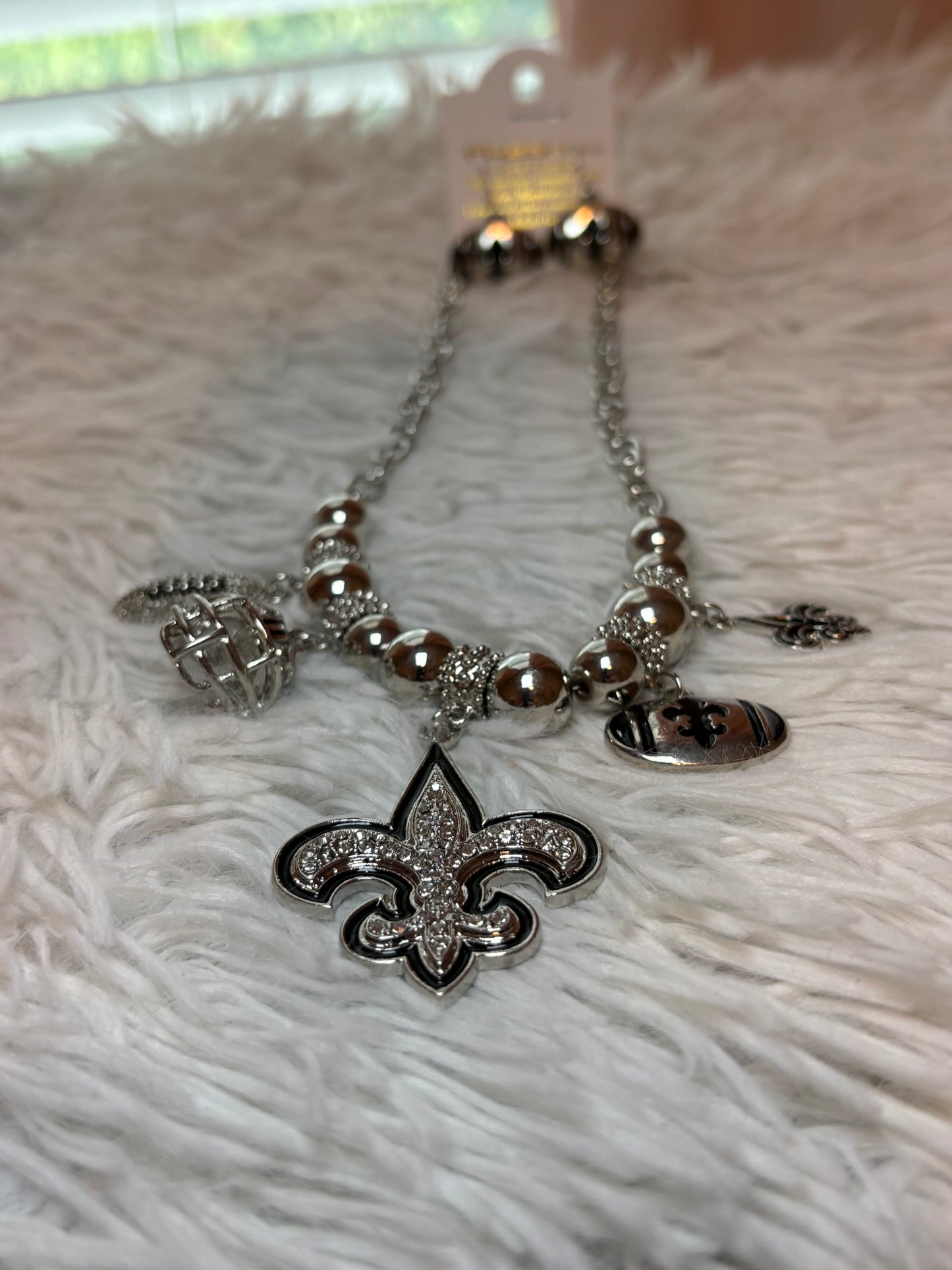 Fleur De Lis Football Necklace Set