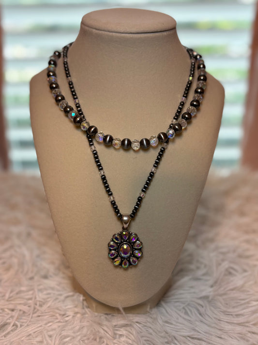 Navajo Bead with Concho Pendant Necklace