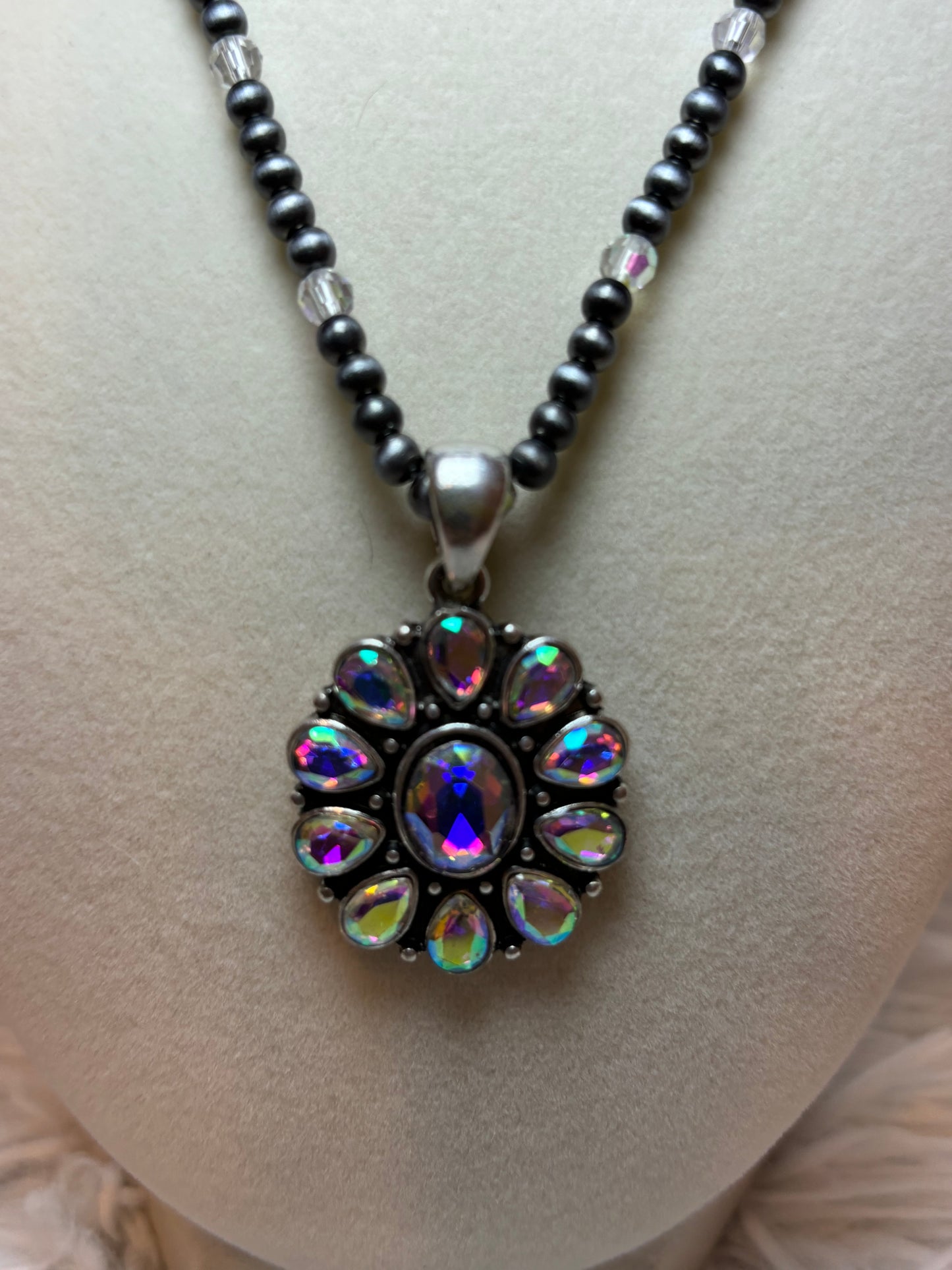 Navajo Bead with Concho Pendant Necklace
