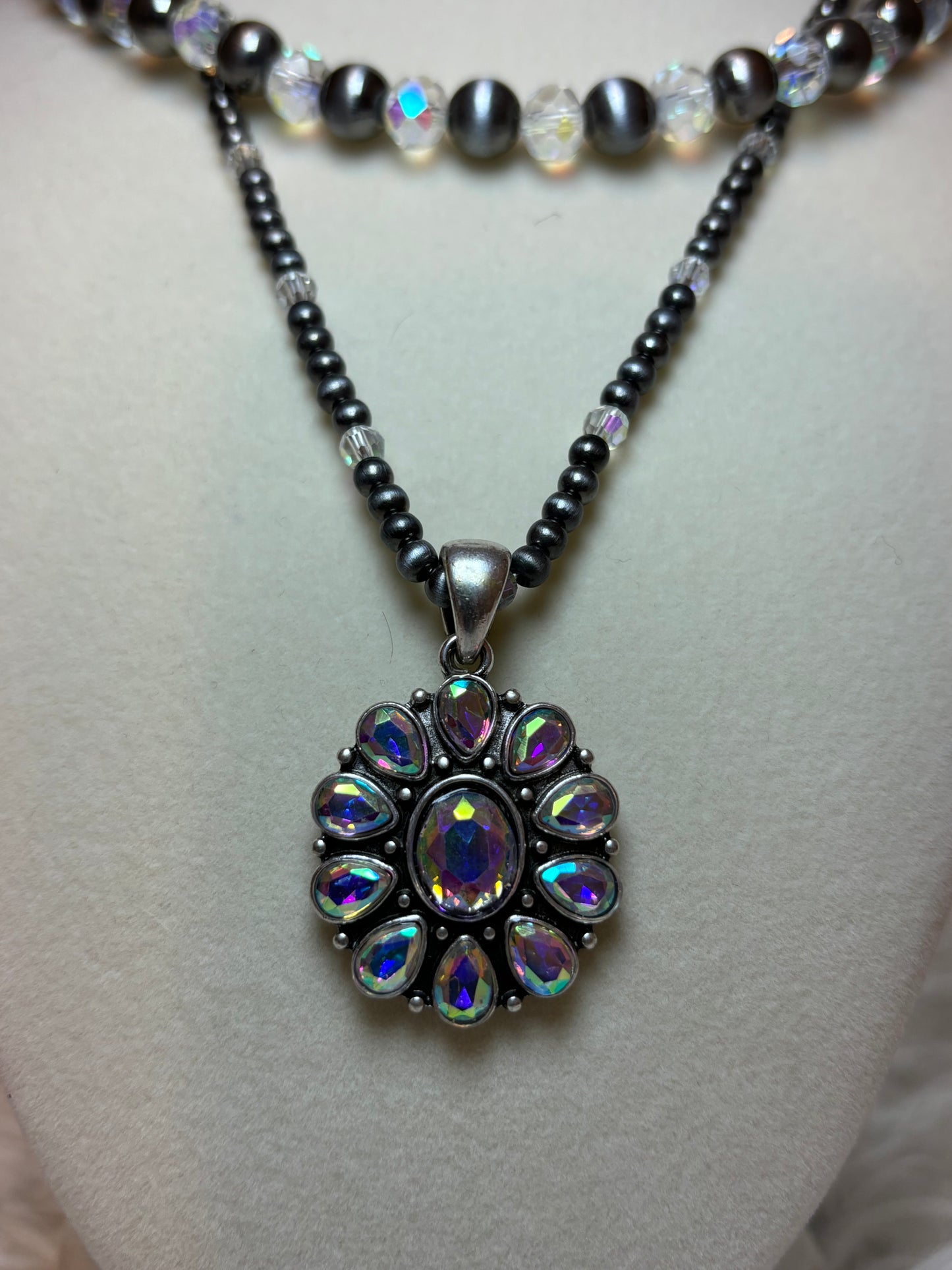 Navajo Bead with Concho Pendant Necklace