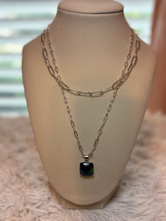 Rhinestone Pendant Layered Necklace