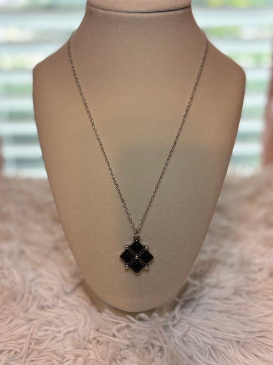 Western Square Stone Pendant Necklace
