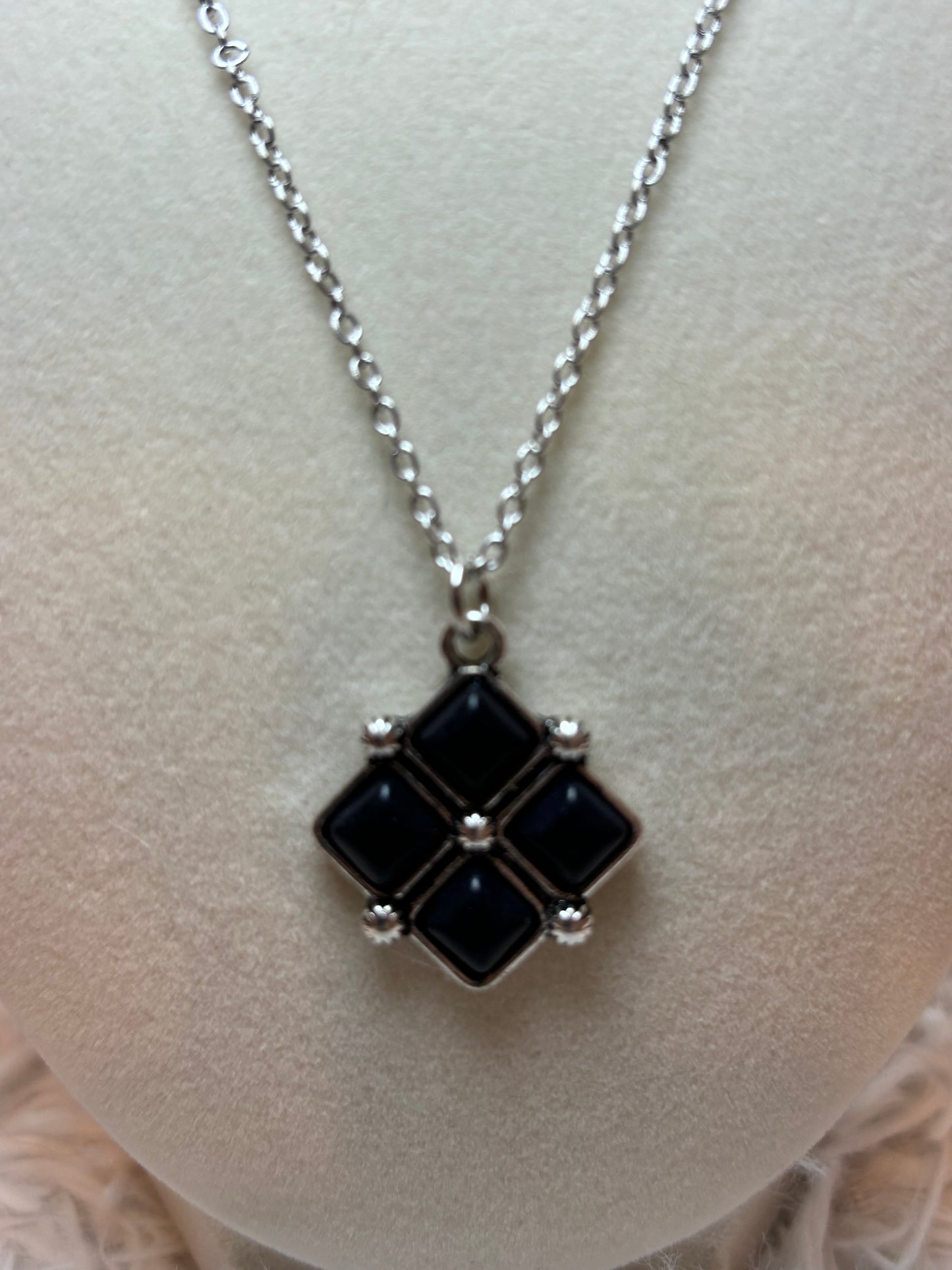Western Square Stone Pendant Necklace
