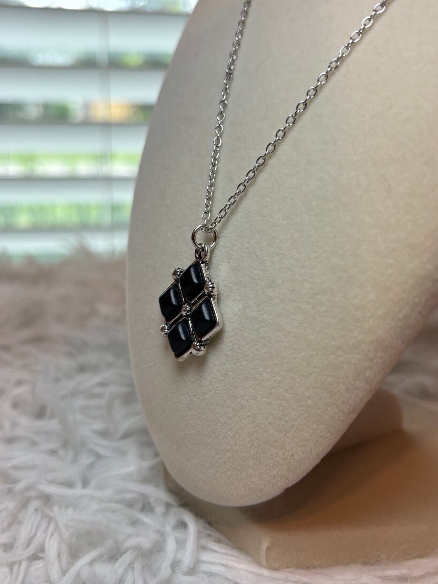 Western Square Stone Pendant Necklace