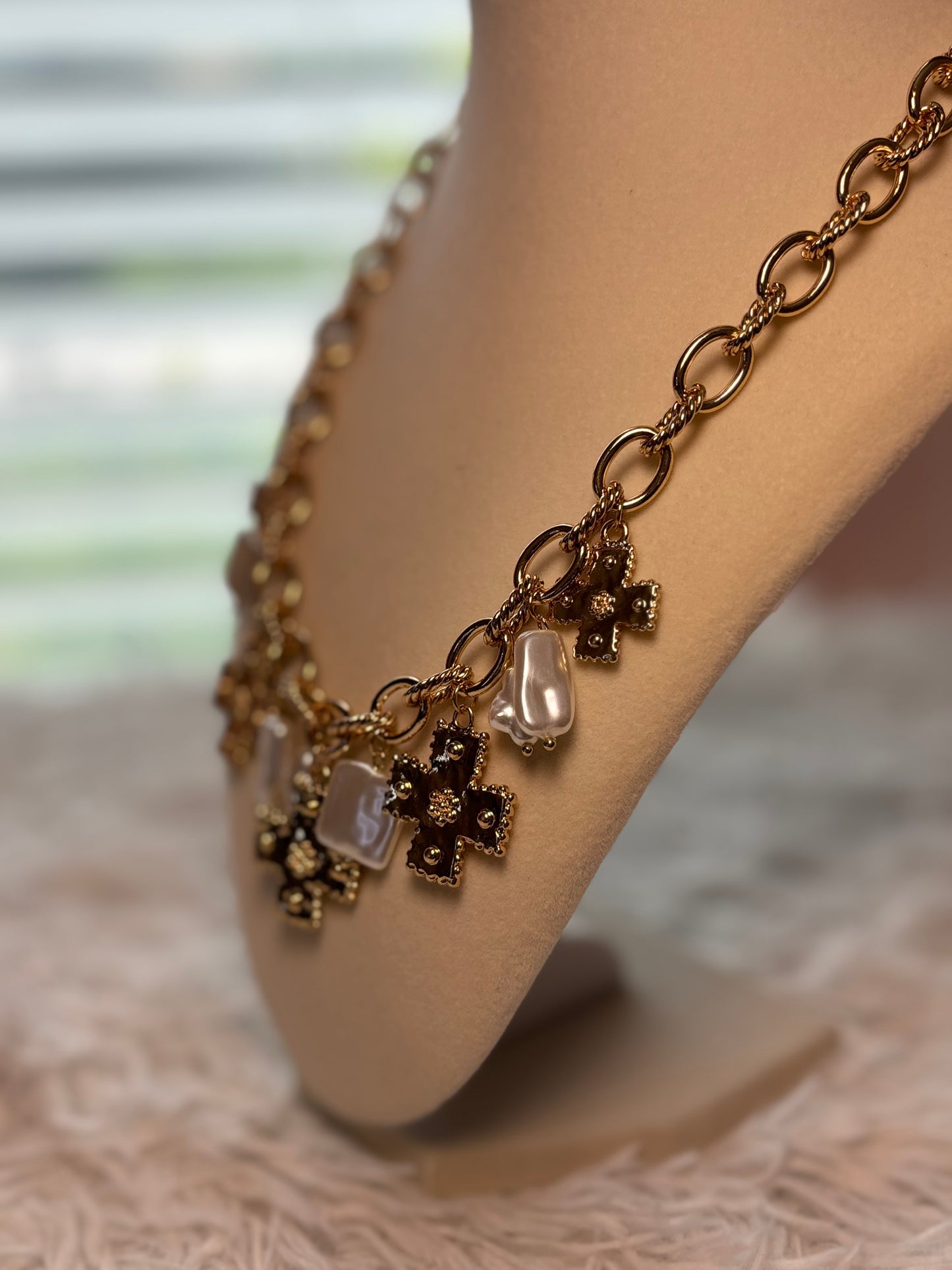Gold Cross Charm Necklace