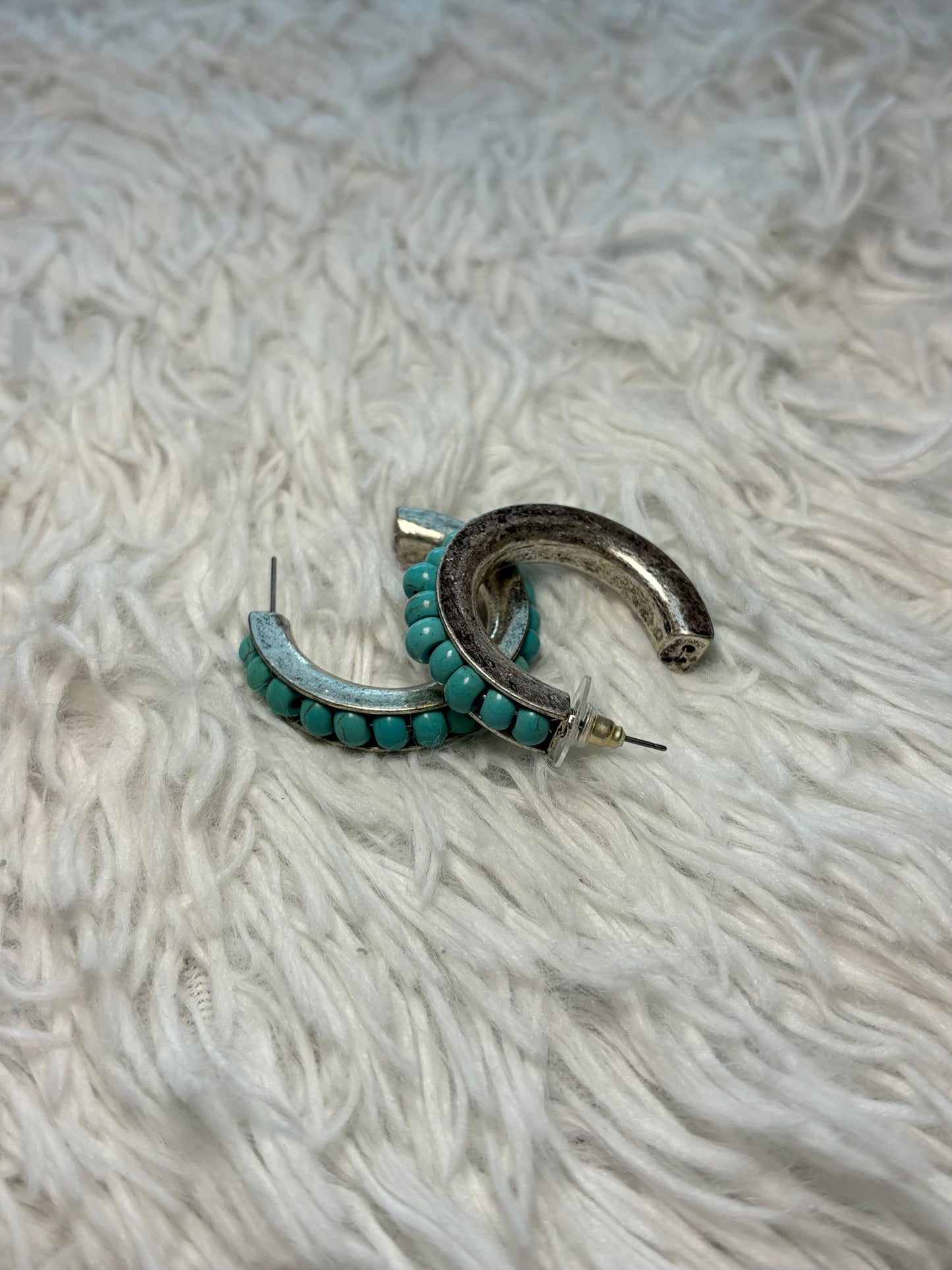 Turquoise Bead Hoop Earrings