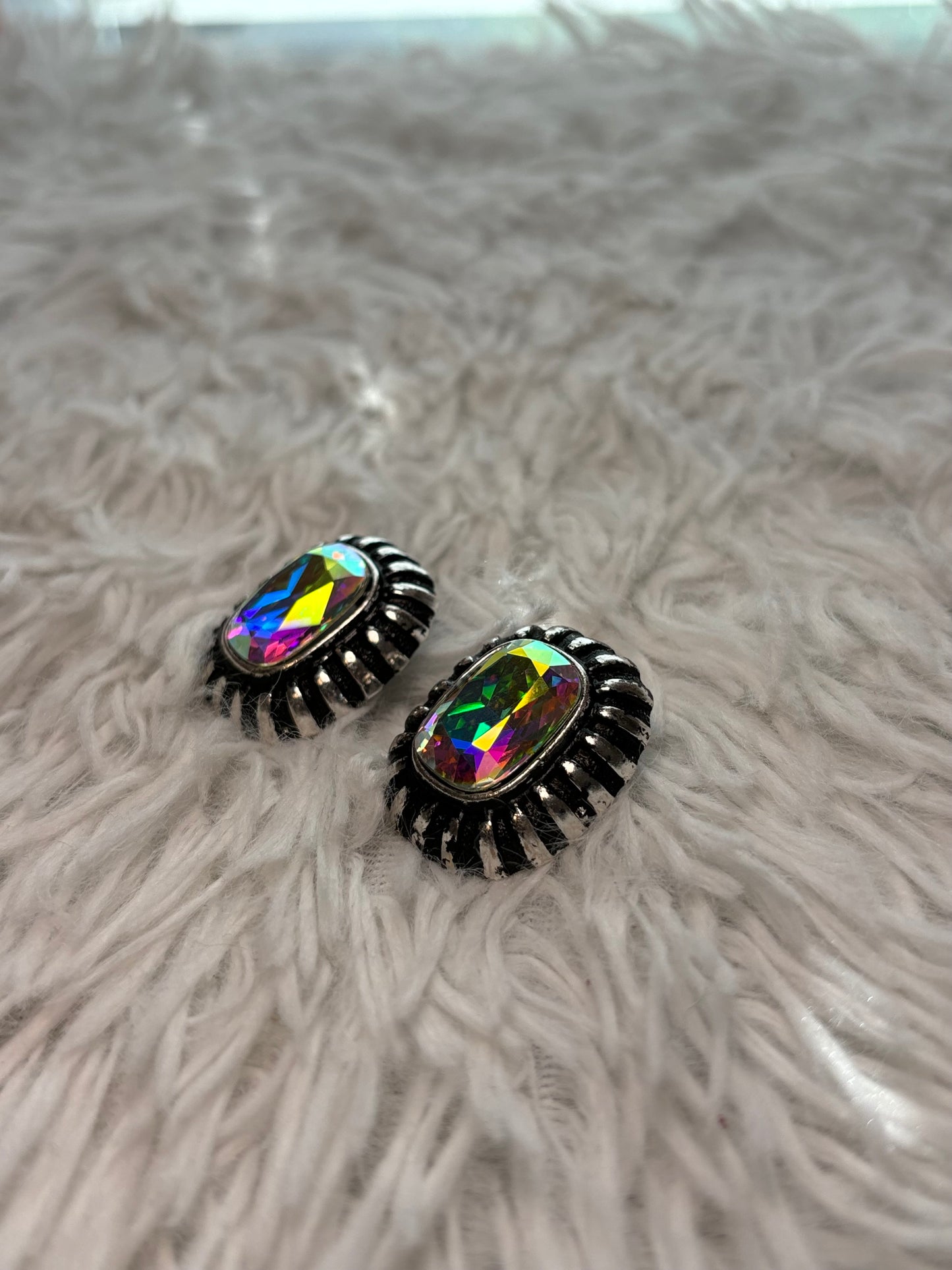 Western Rectangle Stone Stud Earrings