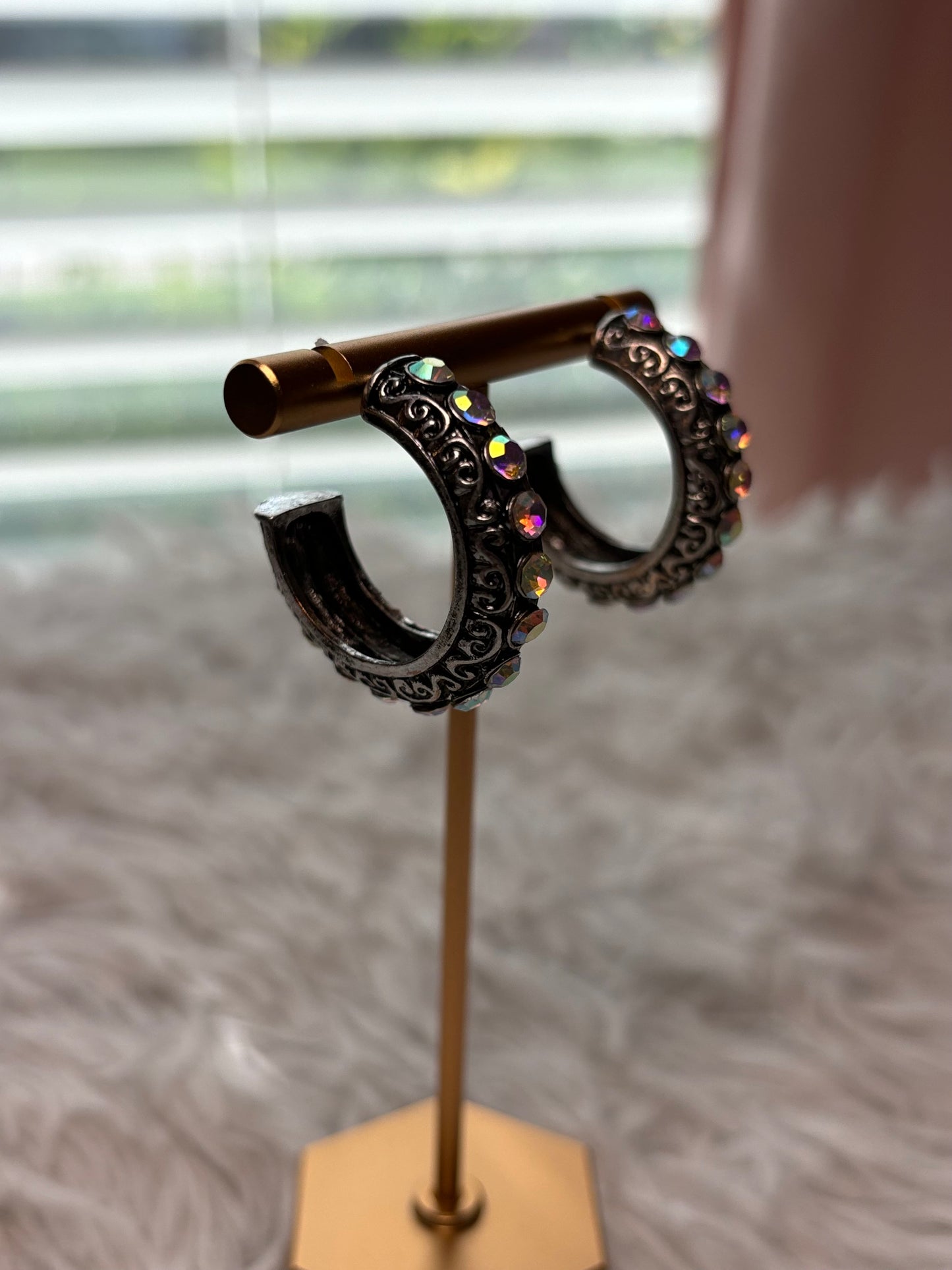 Western Filigree with Stone Hoop Earrings