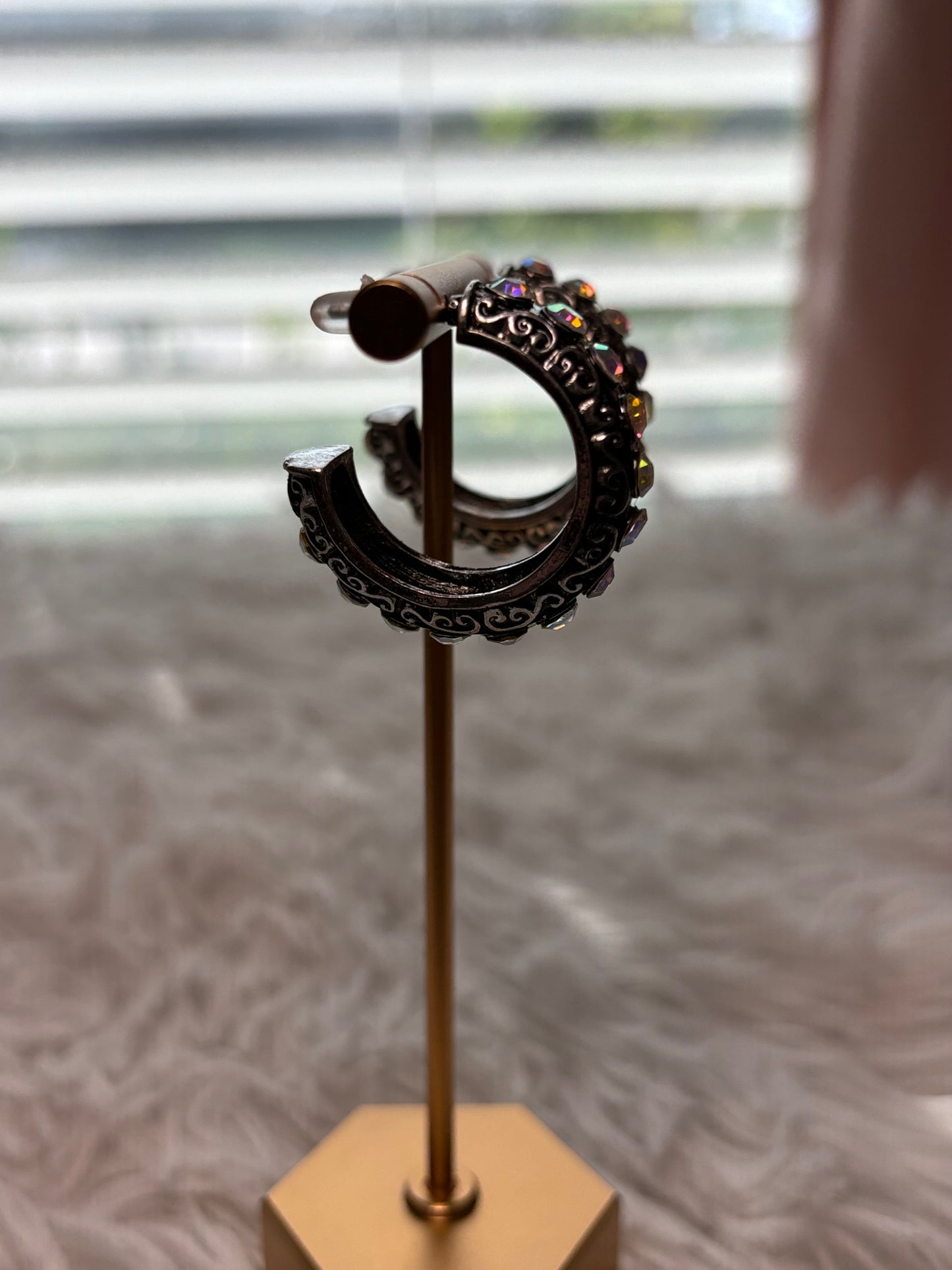 Western Filigree with Stone Hoop Earrings