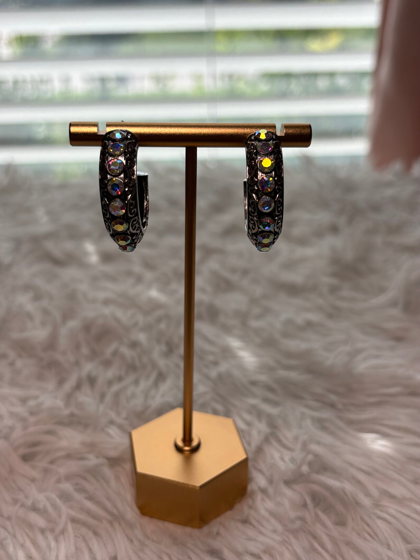 Western Filigree with Stone Hoop Earrings