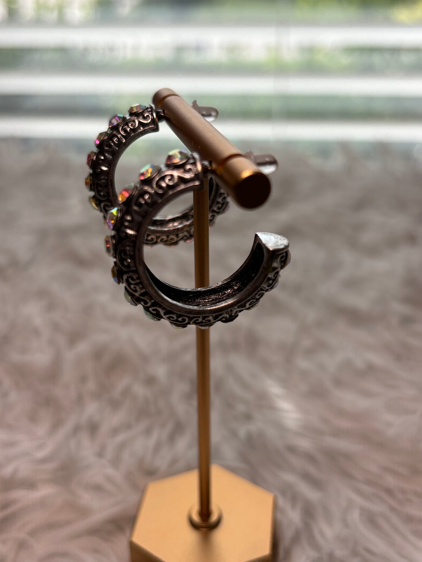 Western Filigree with Stone Hoop Earrings