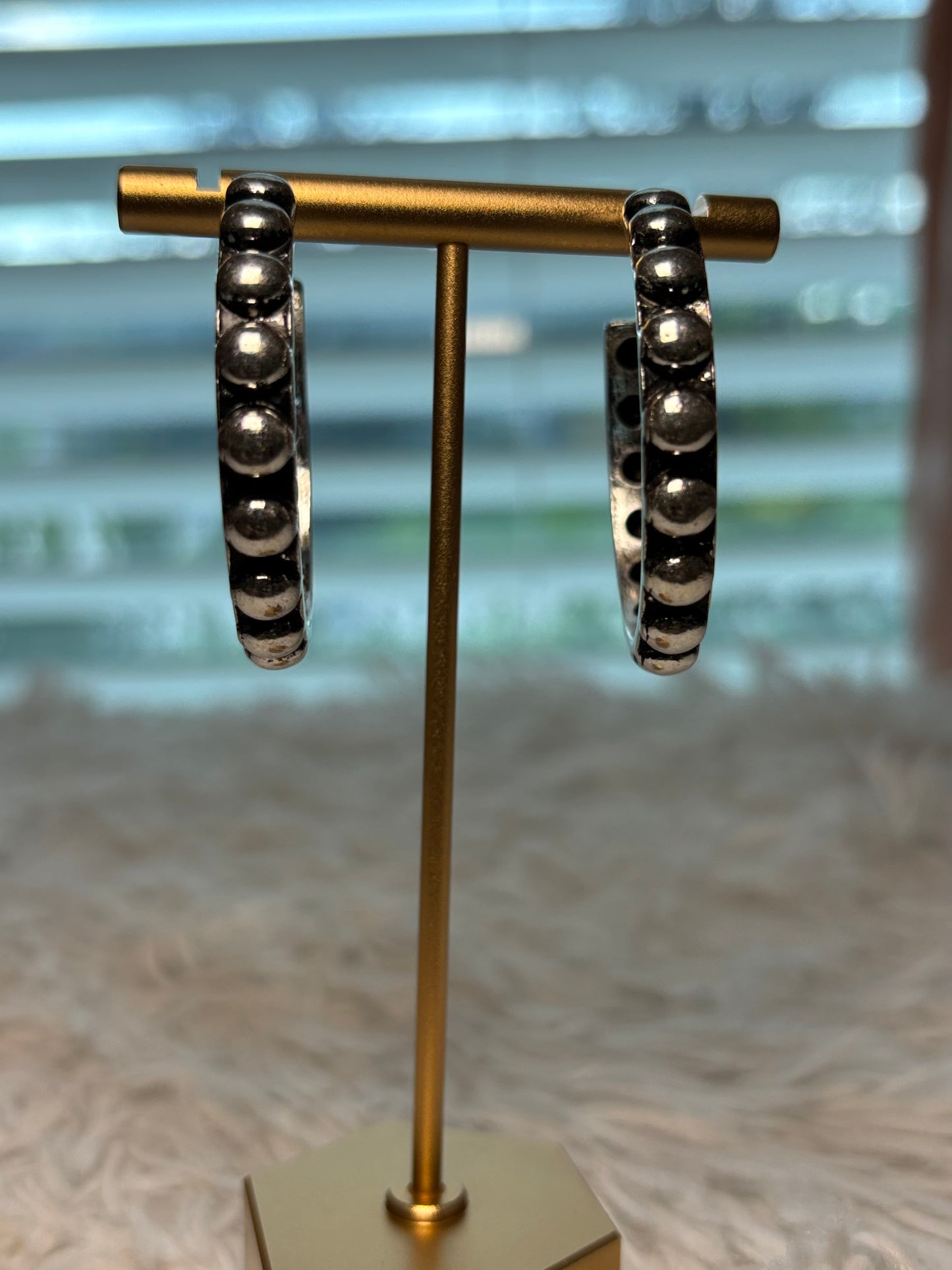 Western Bubble Ball Hoop Earrings