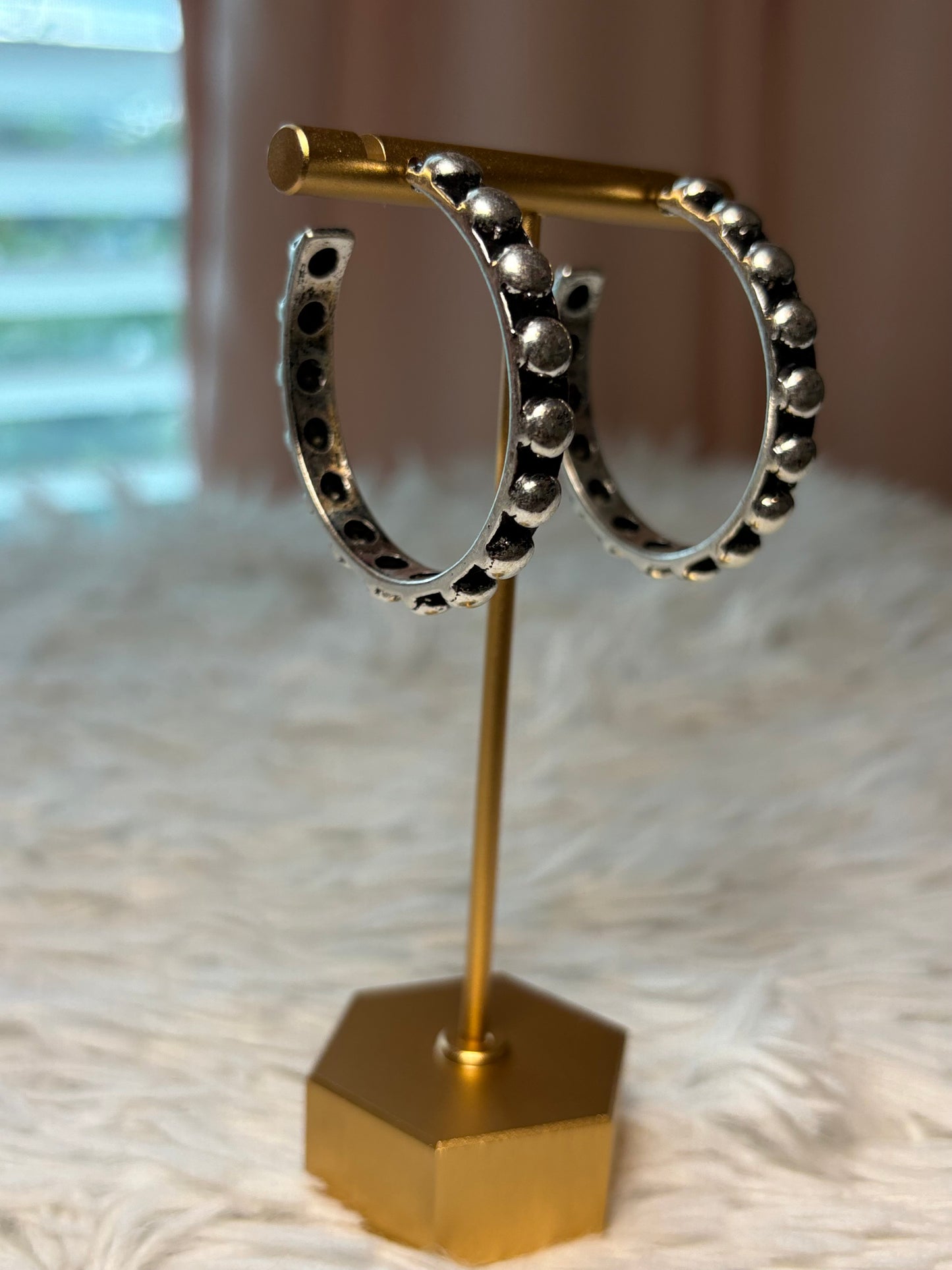 Western Bubble Ball Hoop Earrings