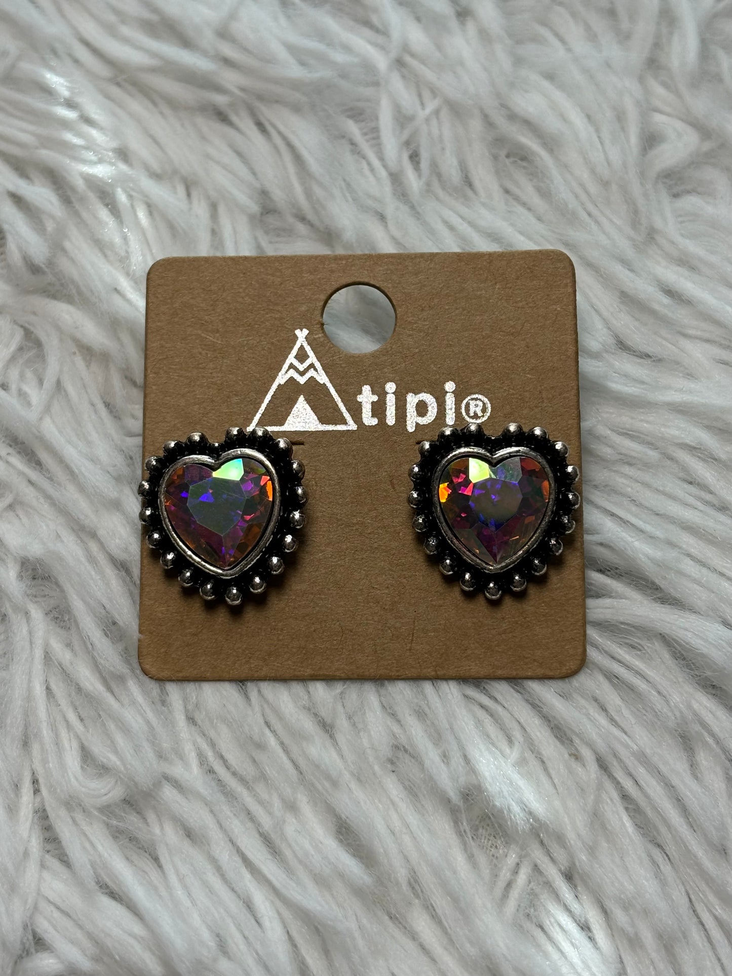 Western Heart Stone Stud Earrings