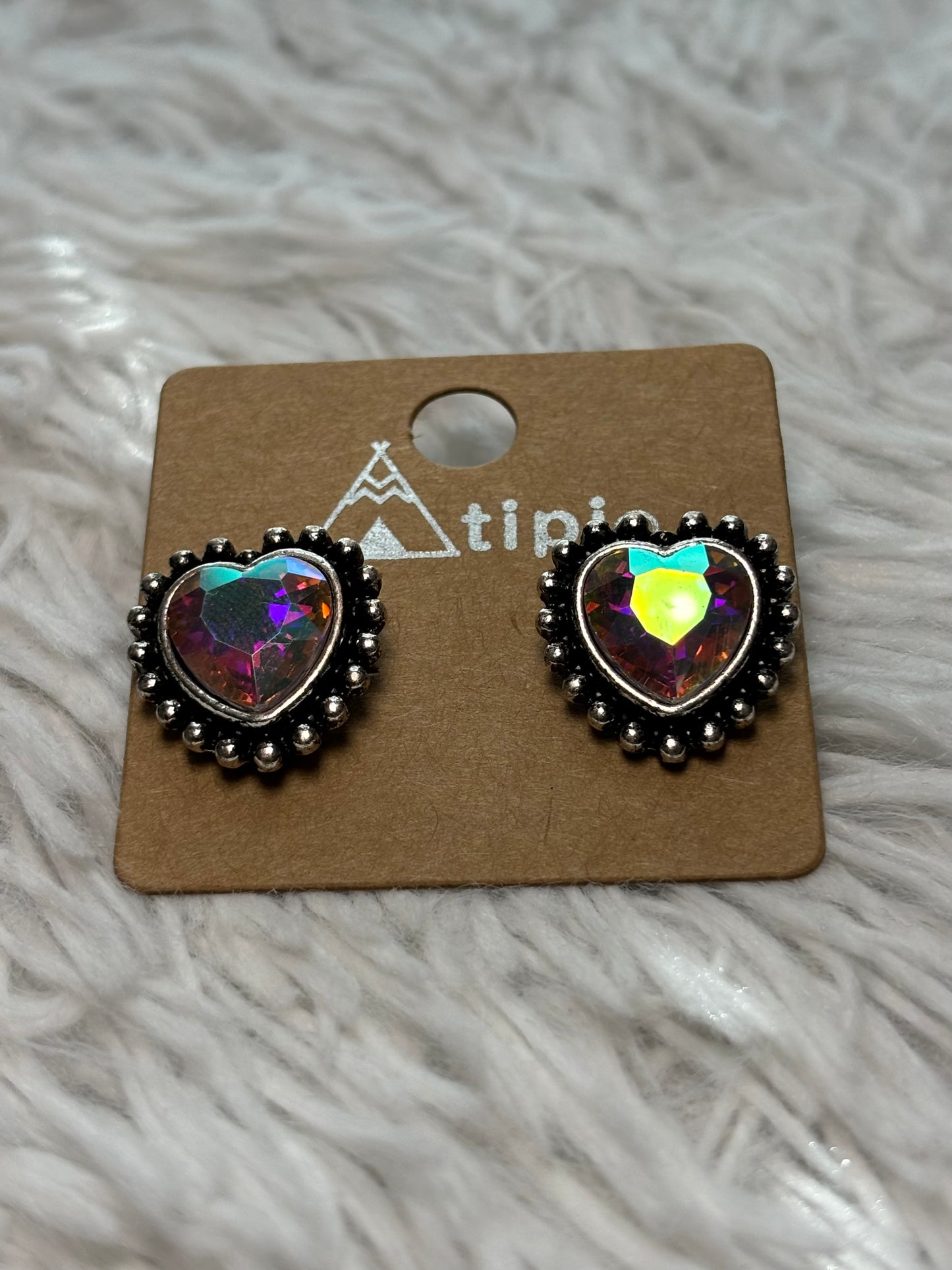 Western Heart Stone Stud Earrings