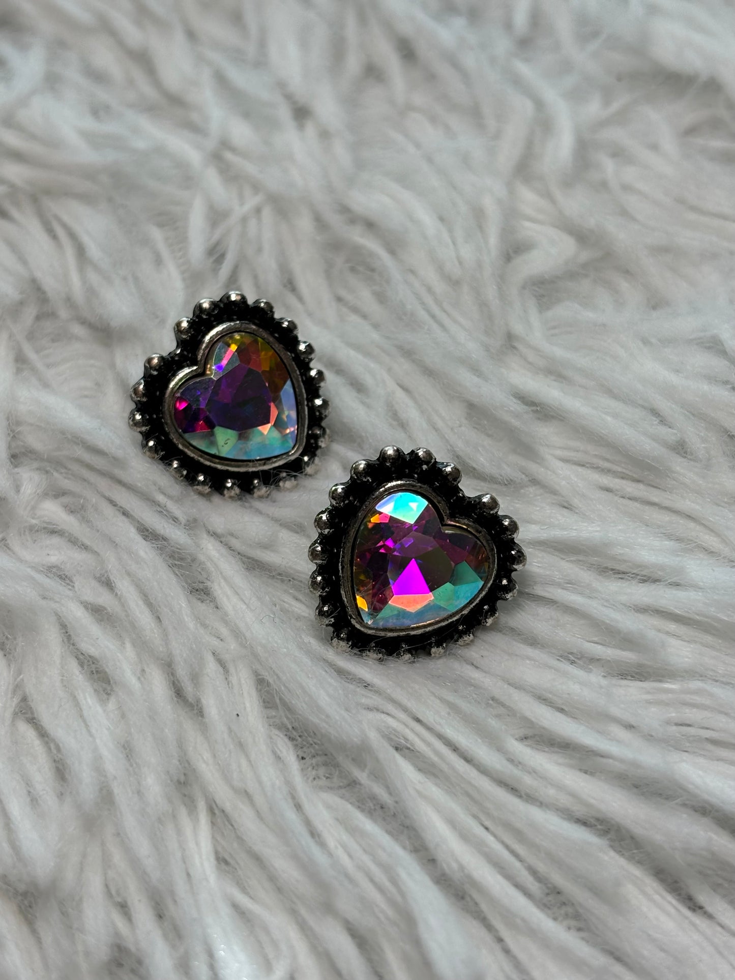 Western Heart Stone Stud Earrings