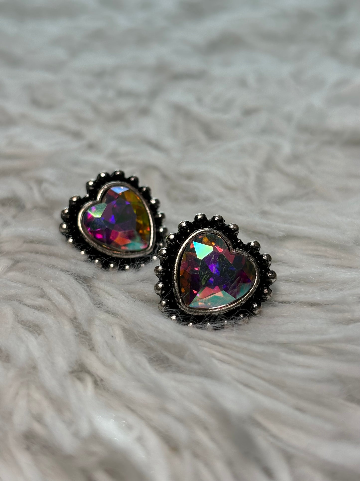 Western Heart Stone Stud Earrings