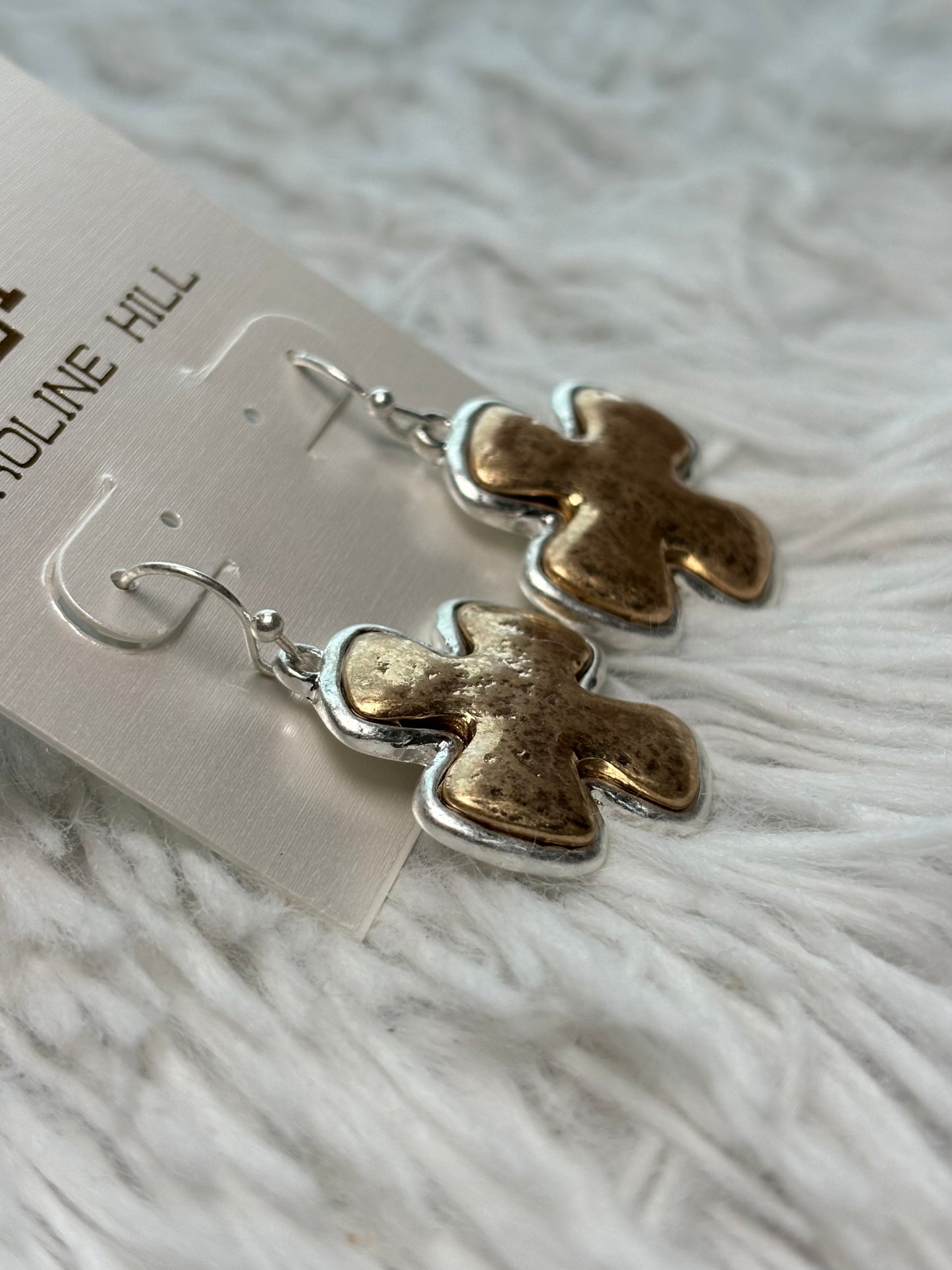 Silver and Gold Cross Earrings