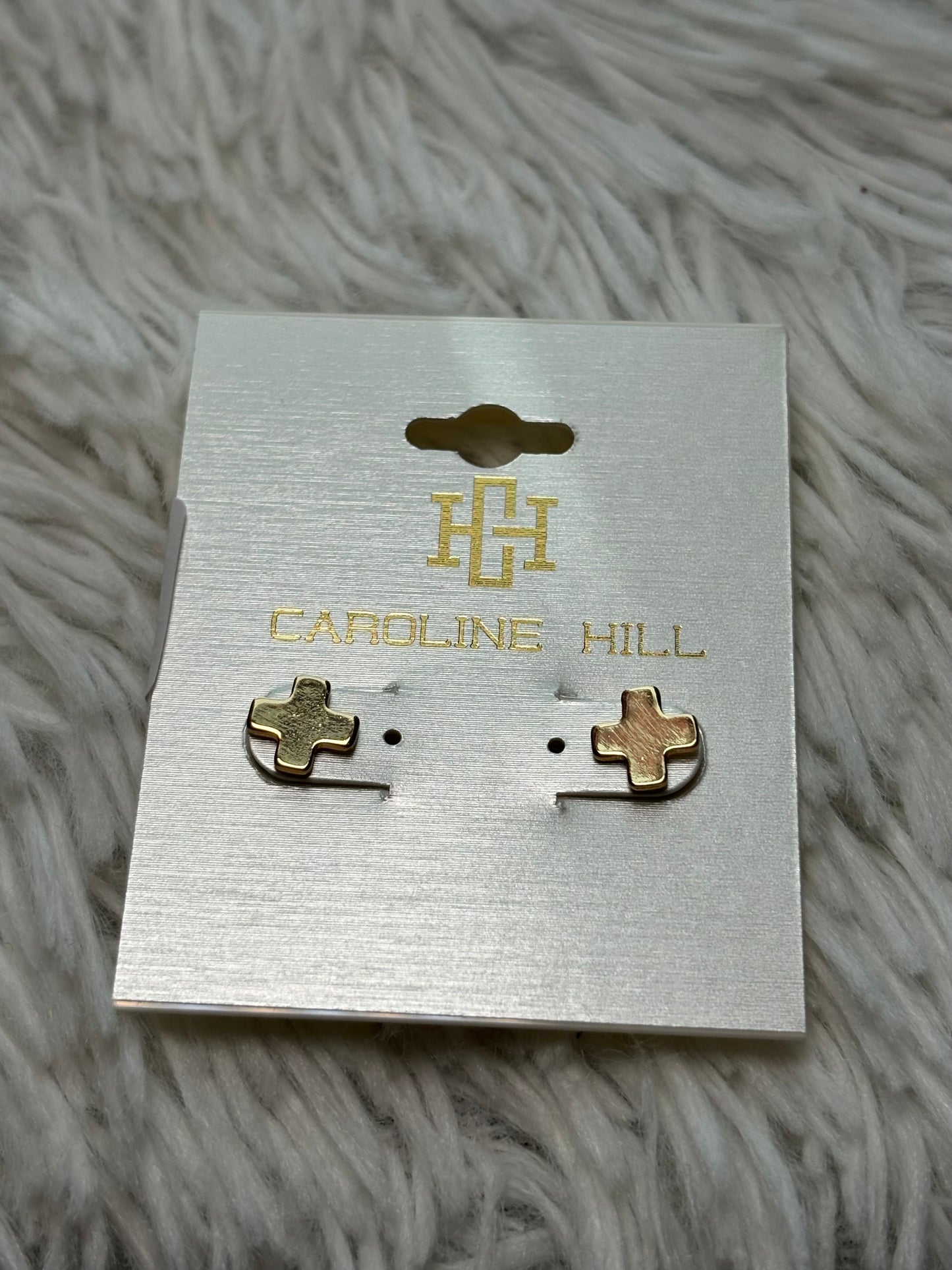 Gold Cross Stud Earrings