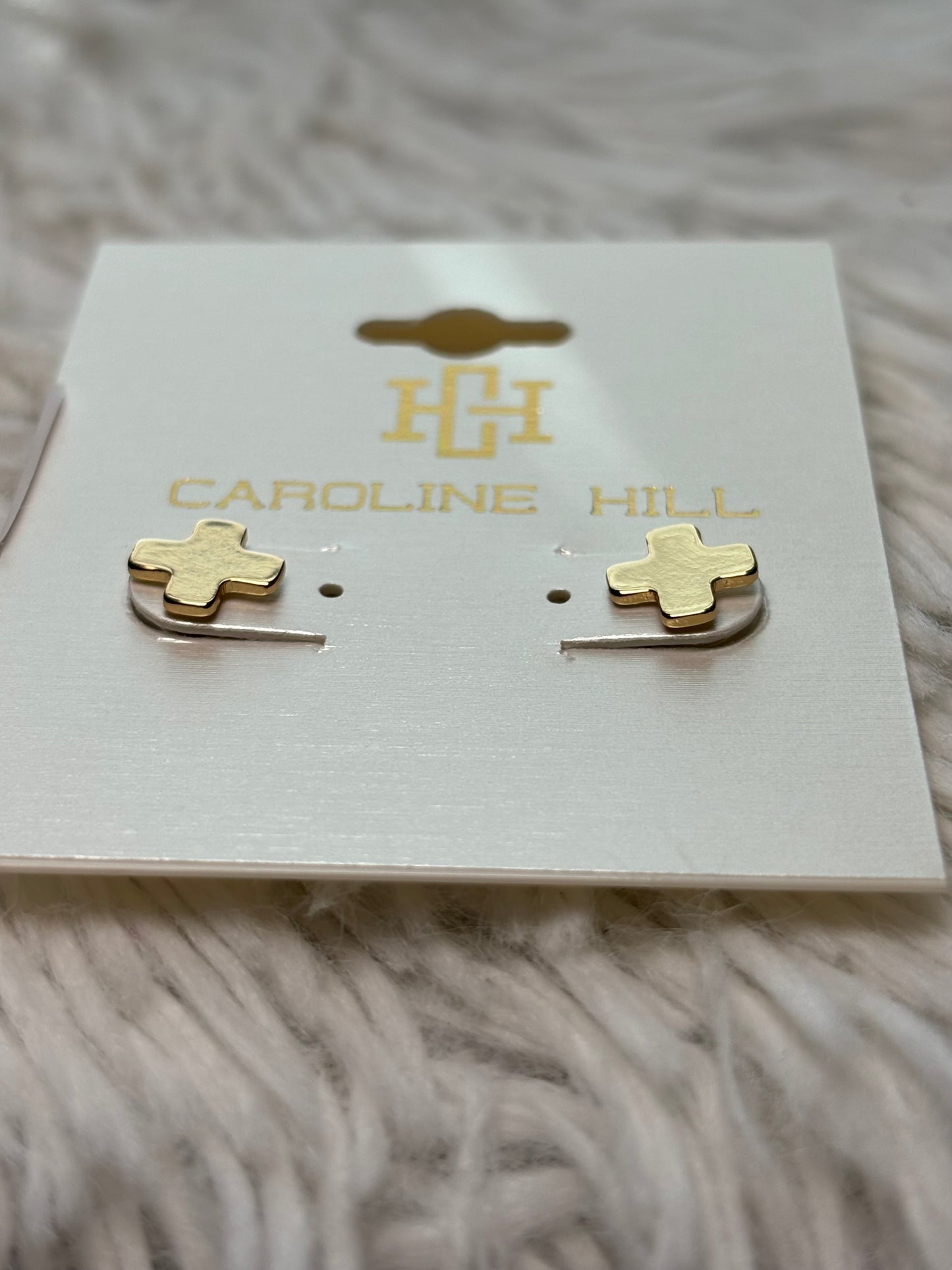 Gold Cross Stud Earrings
