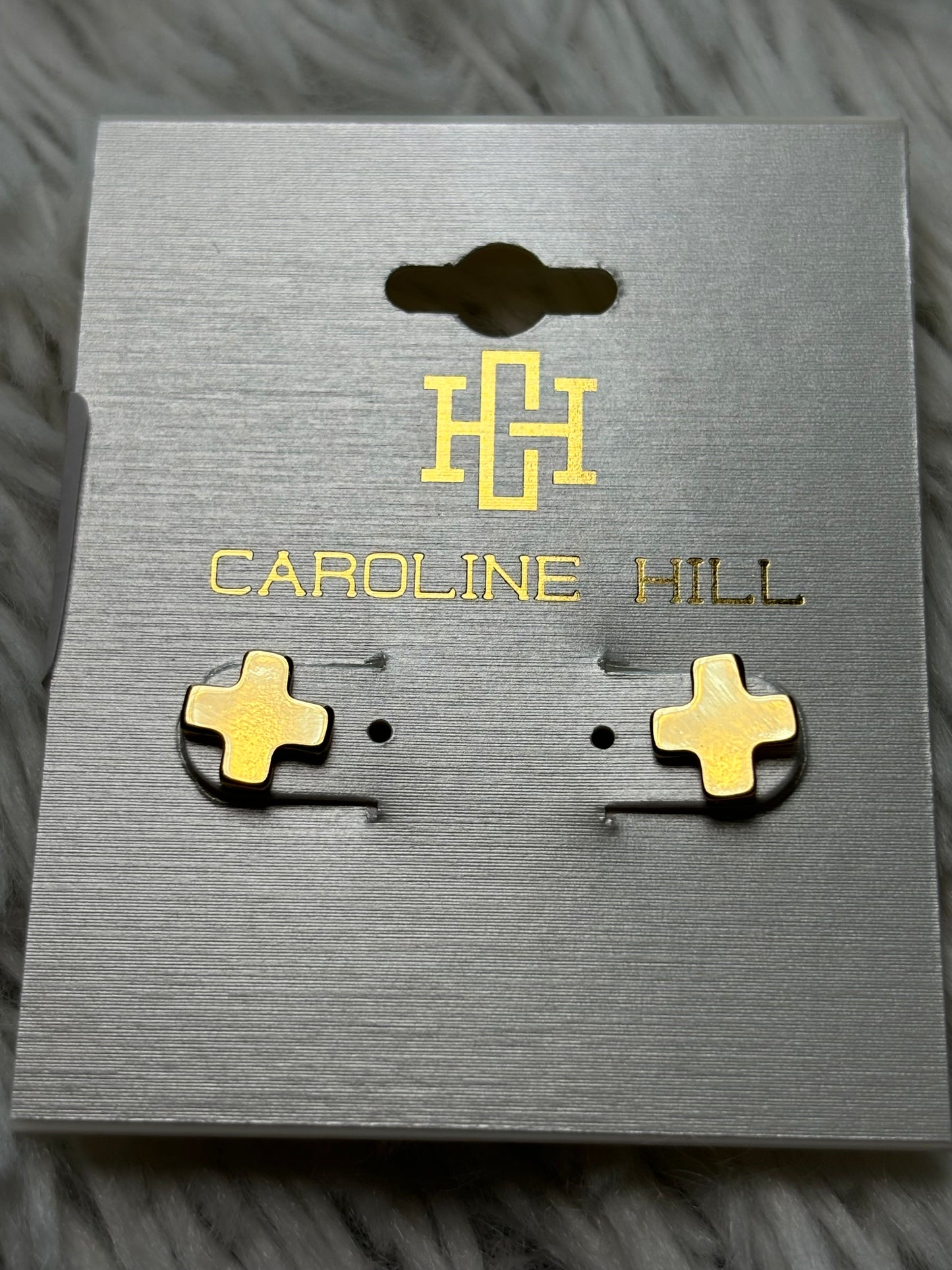 Gold Cross Stud Earrings