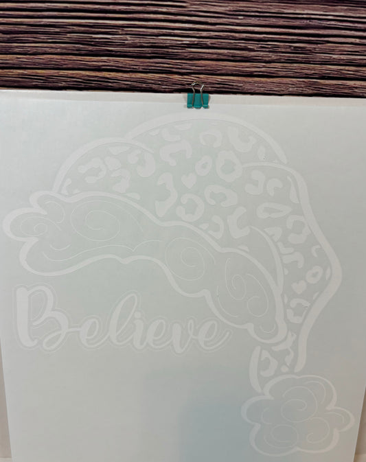 Believe Leopard Santa Hat Design