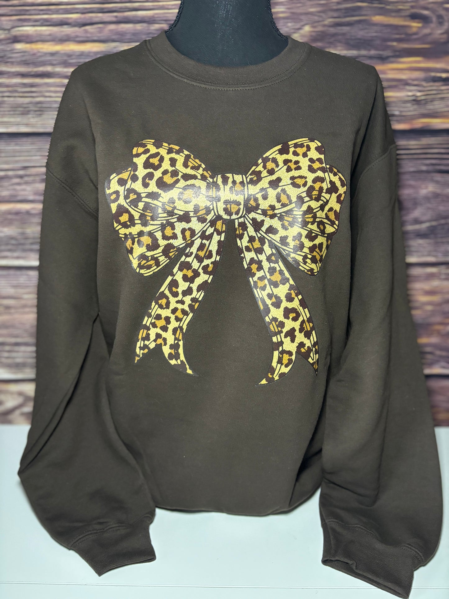 Glitter Leopard Bow Sweatshirt