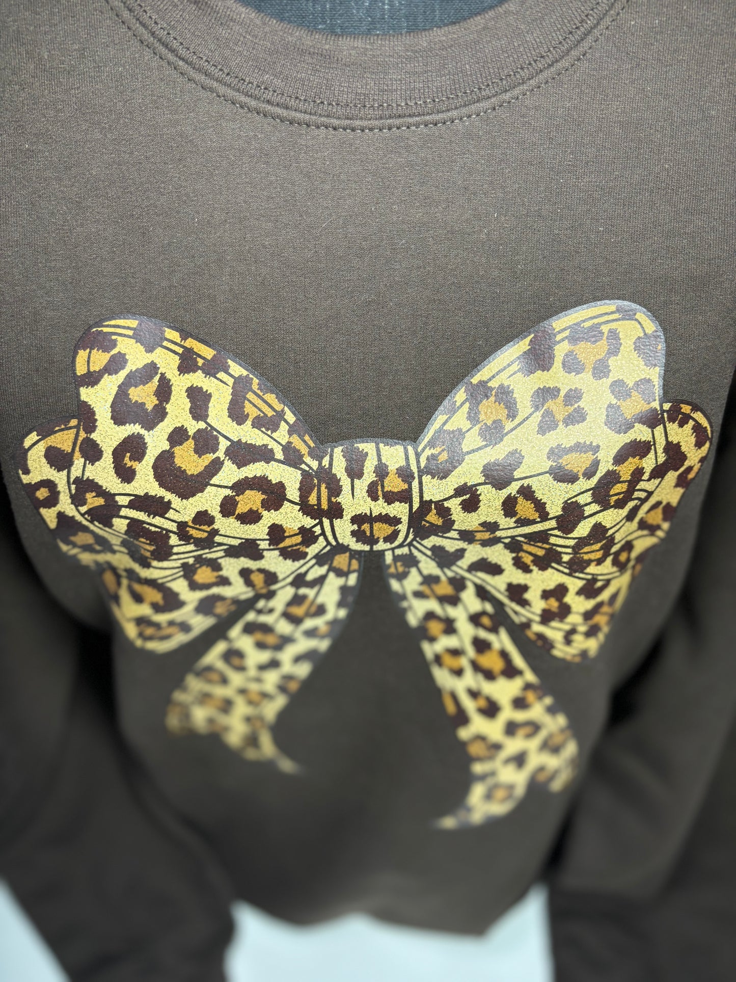 Glitter Leopard Bow Sweatshirt