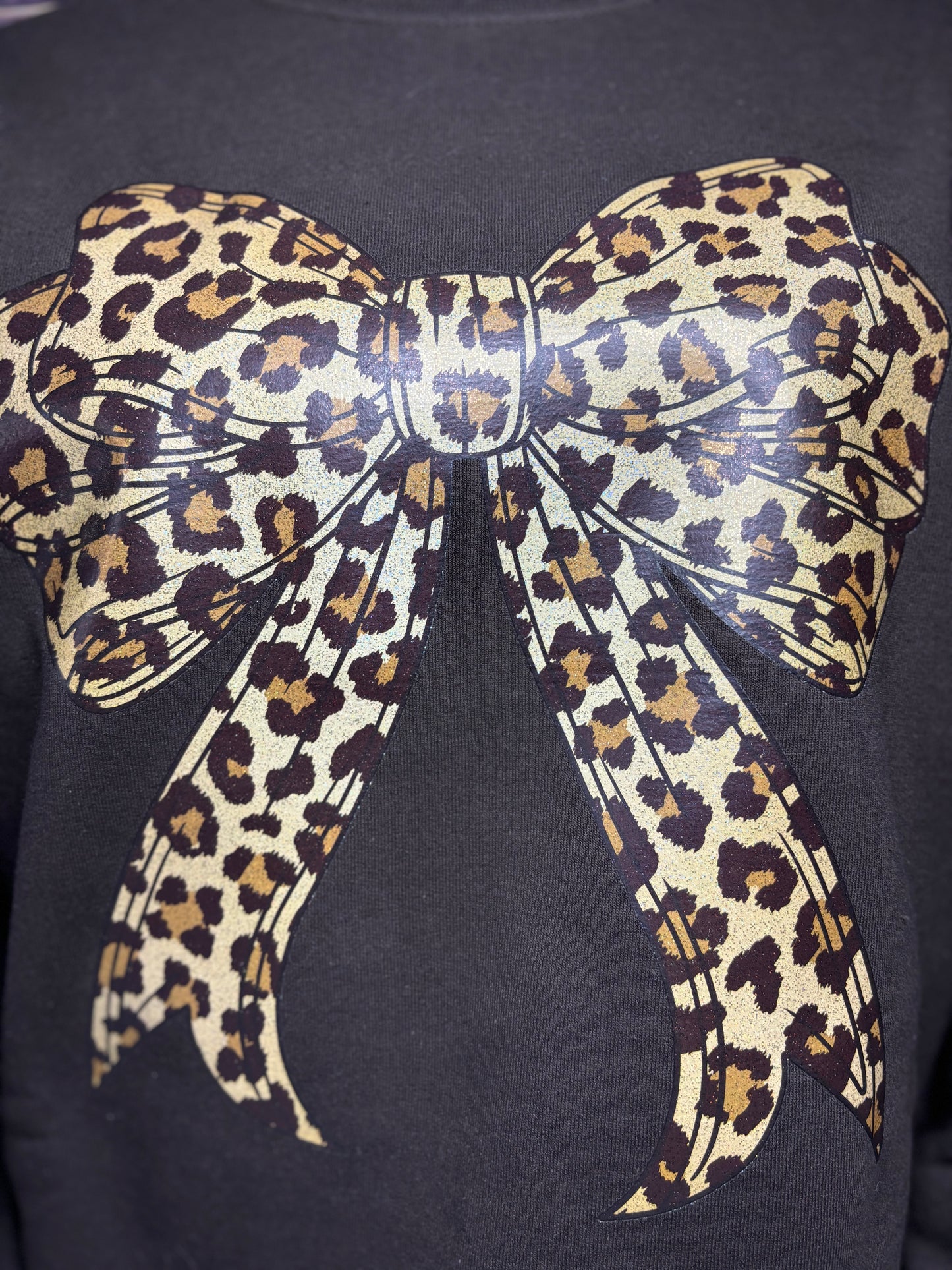 Glitter Leopard Bow Sweatshirt