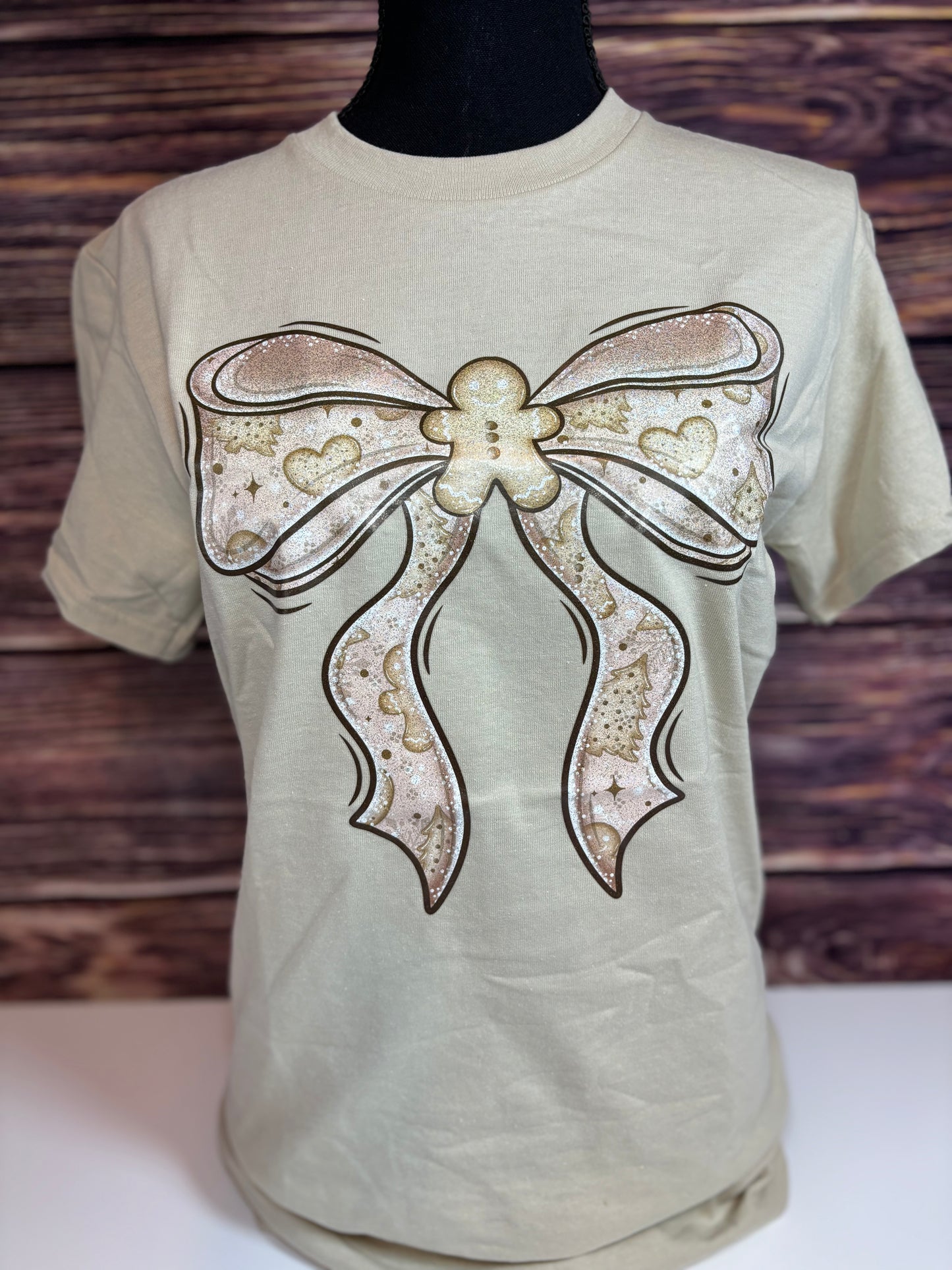 Glitter Gingerbread Bow T-Shirt