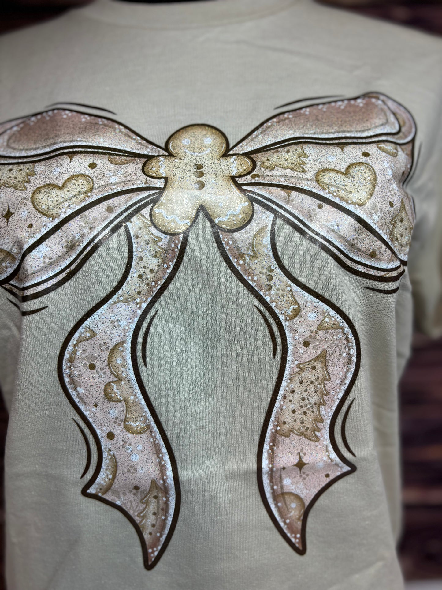 Glitter Gingerbread Bow T-Shirt