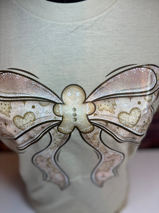 Glitter Gingerbread Bow T-Shirt
