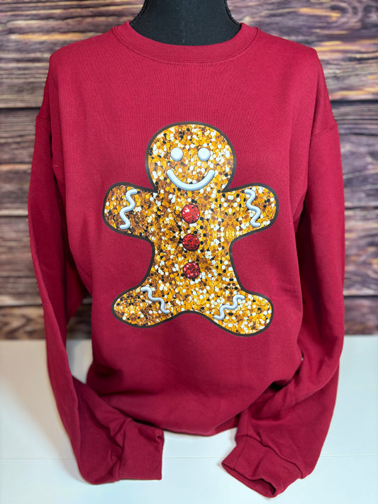 Faux Sequin Gingerbread Man Sweatshirt