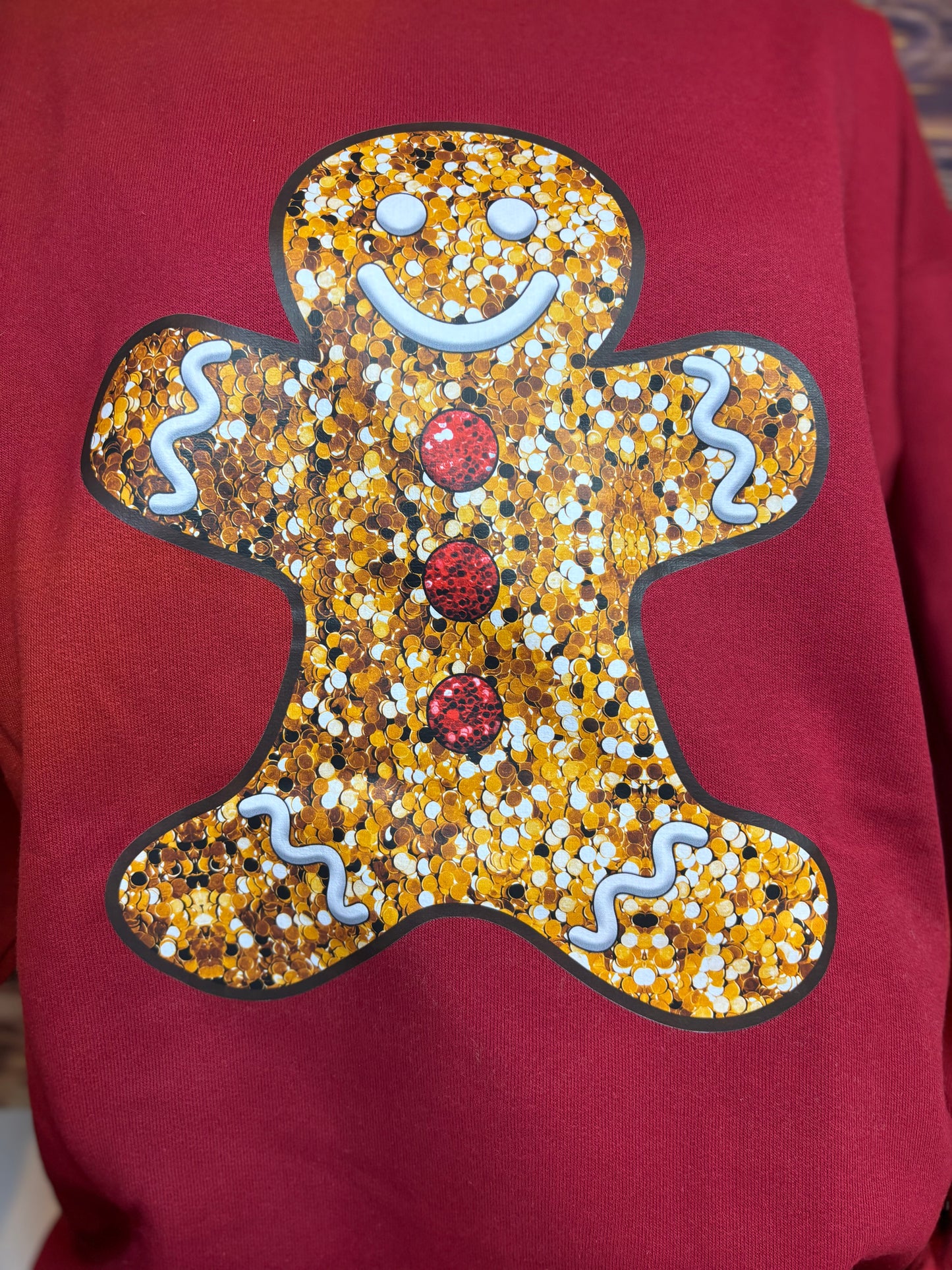 Faux Sequin Gingerbread Man Sweatshirt
