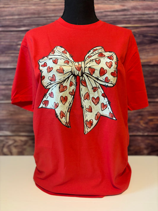 Glitter Heart Bow Valentine's Shirt