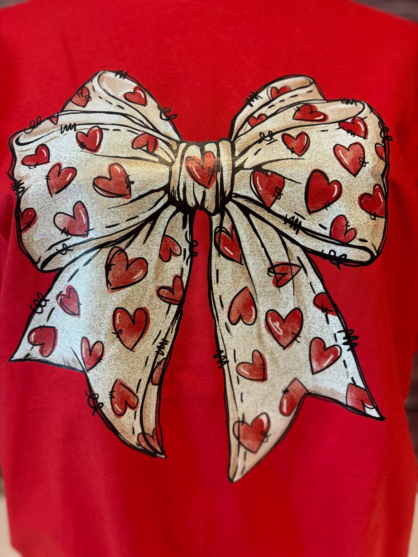 Glitter Heart Bow Valentine's Shirt