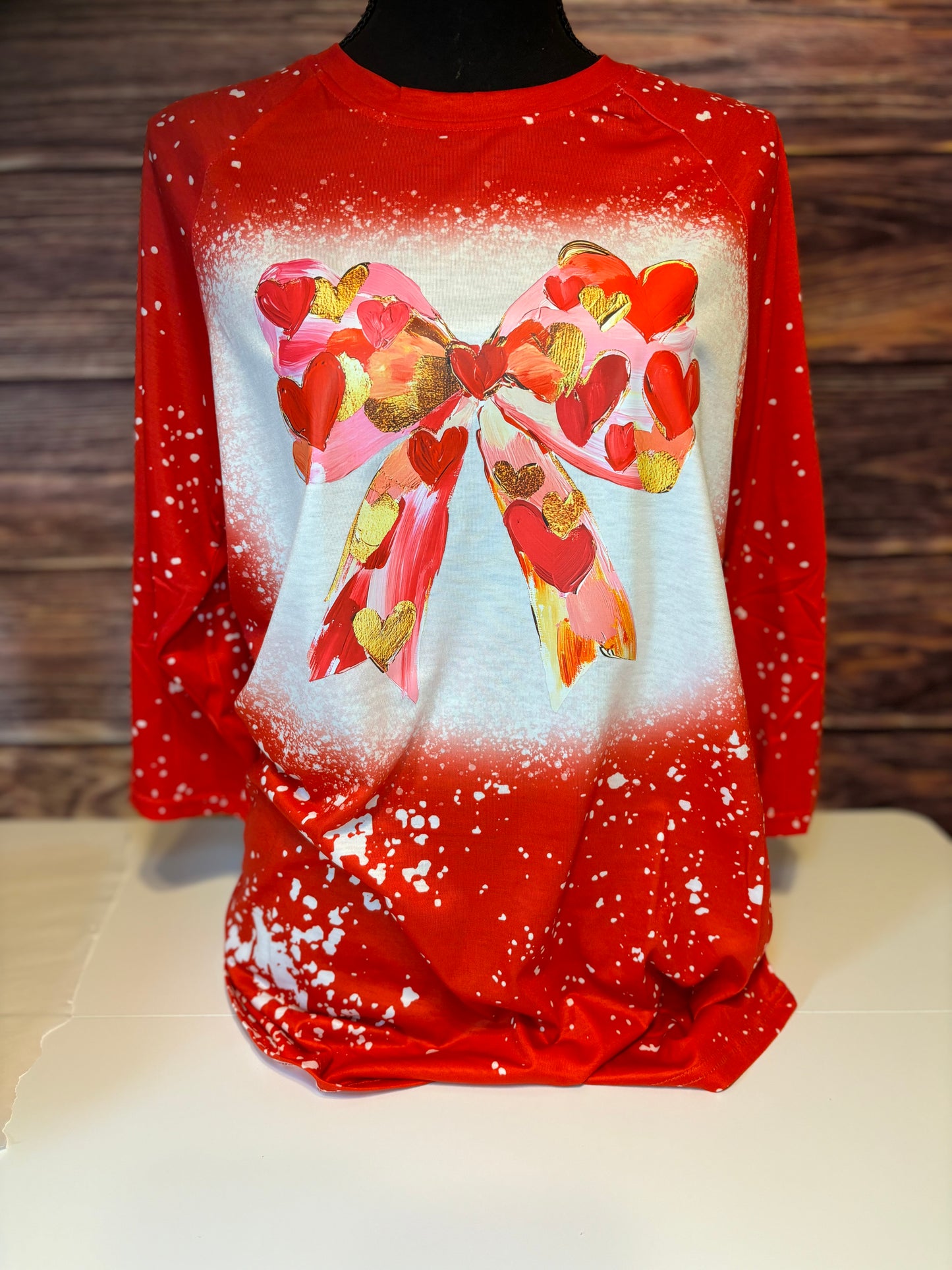 3/4 Sleeve Faux Bleached Valentine's Day Shirt