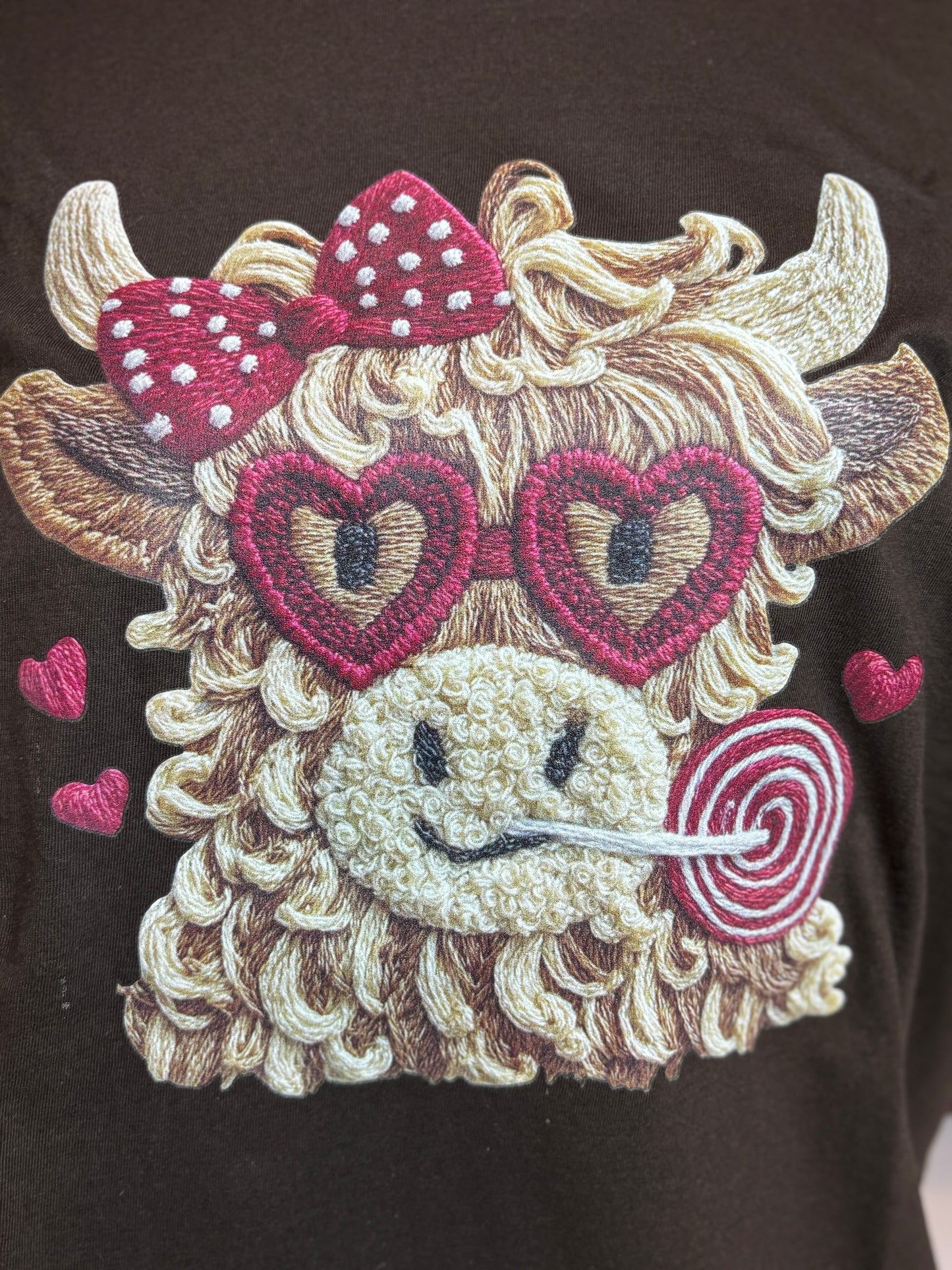 Faux Yarn Highland Cow Valentine T-Shirt