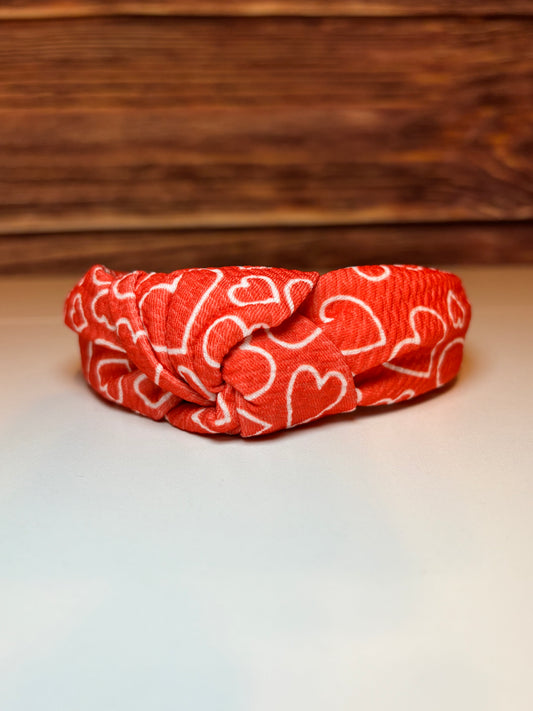 Red Heart Twist Headband – Valentine Style Fabric Headband