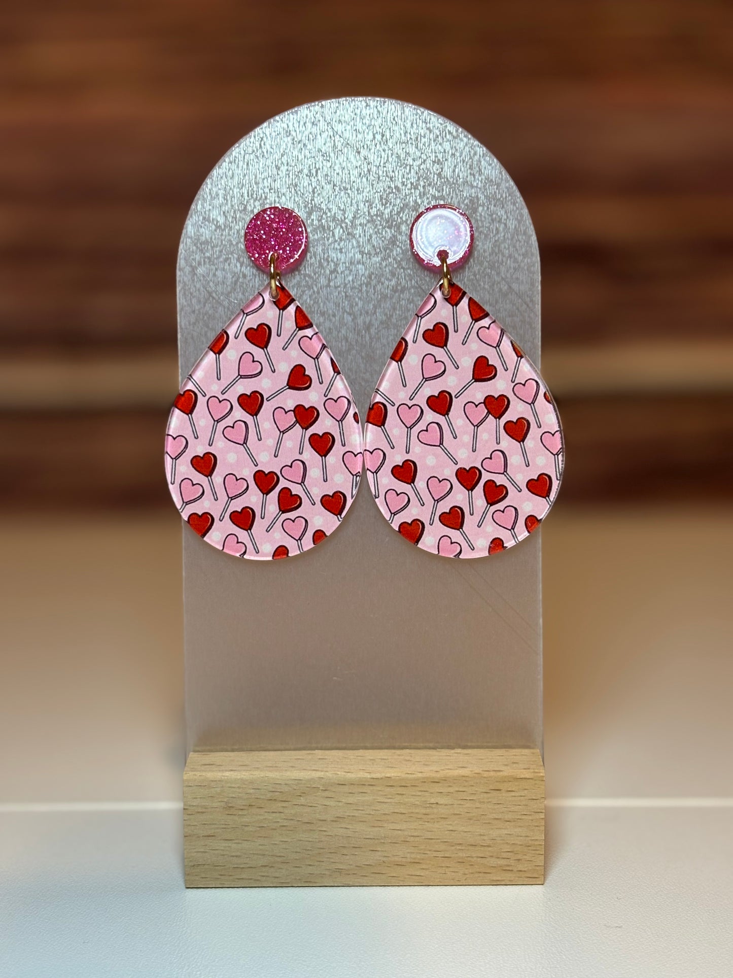 💗 Heart Lollipop Acrylic Teardrop Earrings
