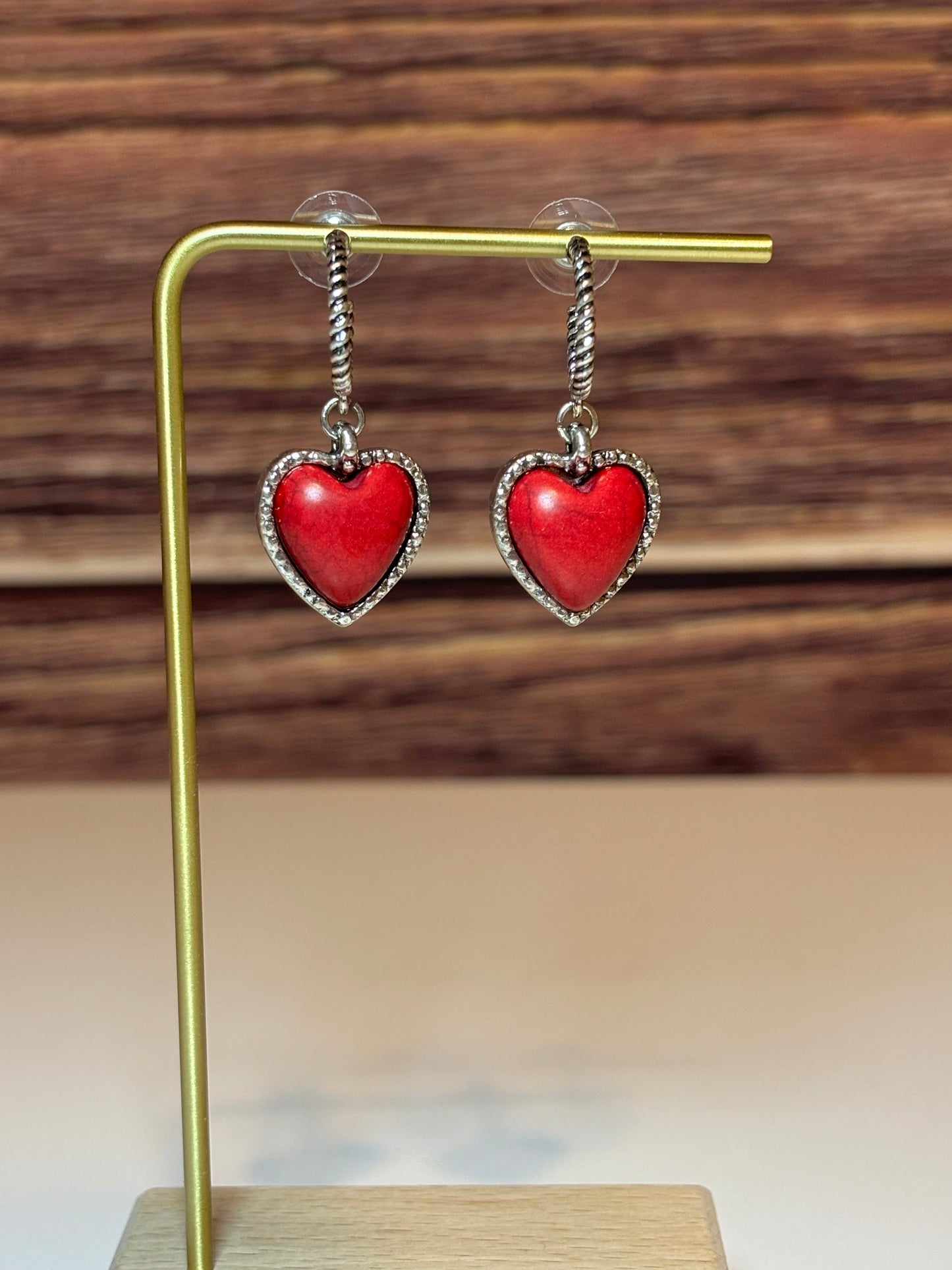 Red Heart Drop Earrings