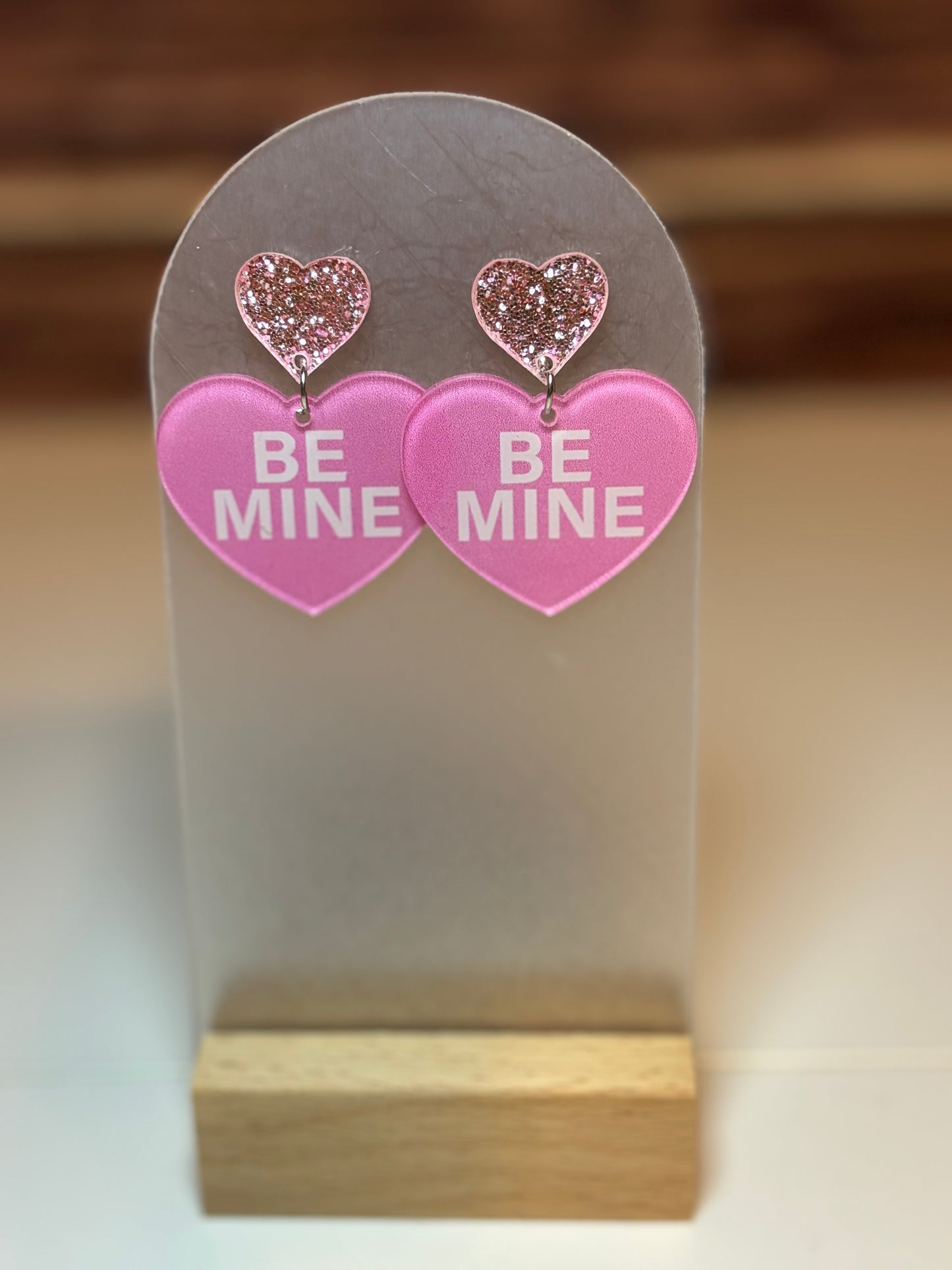 Be Mine Pink Heart Dangle Earrings