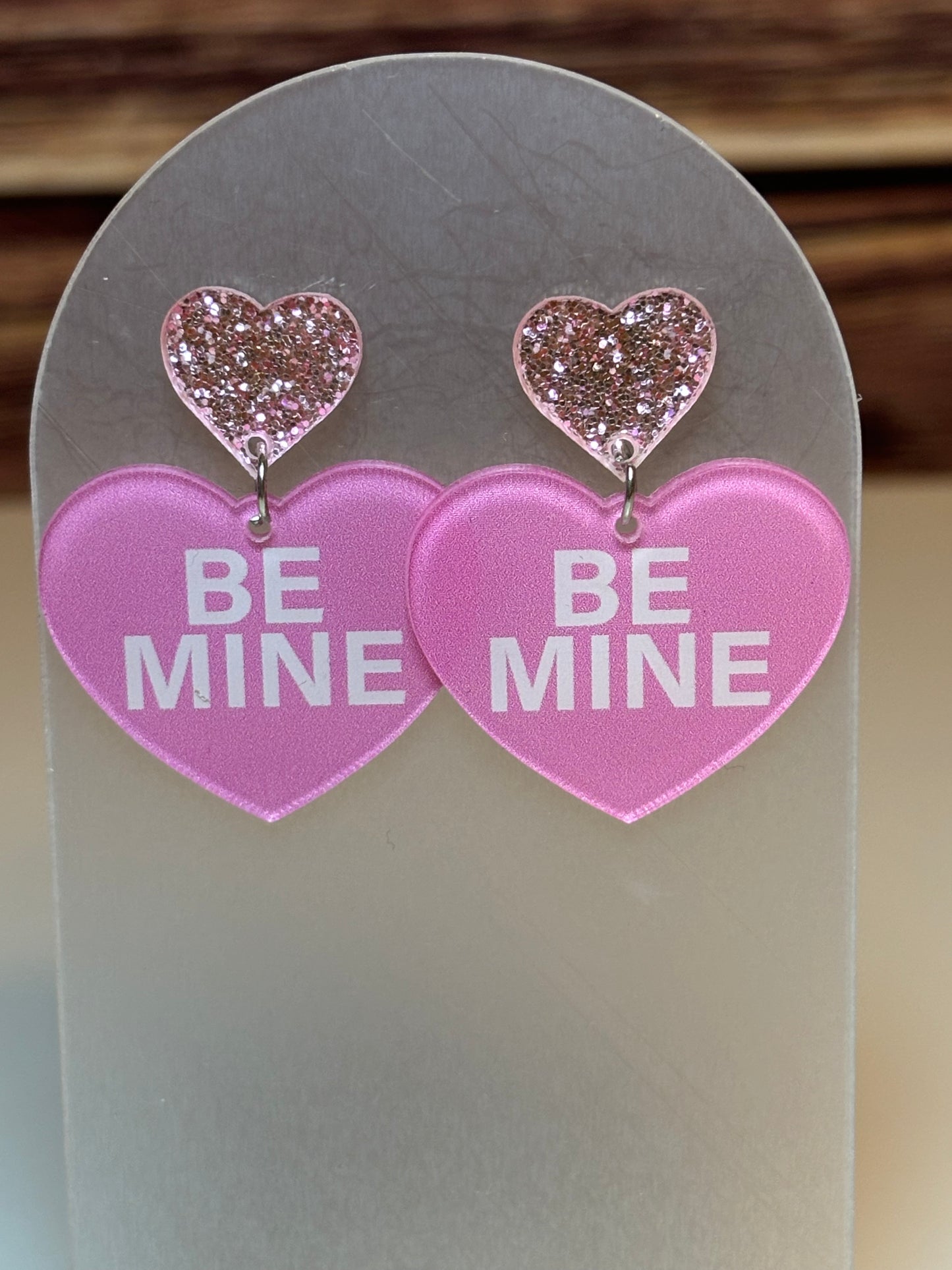 Be Mine Pink Heart Dangle Earrings