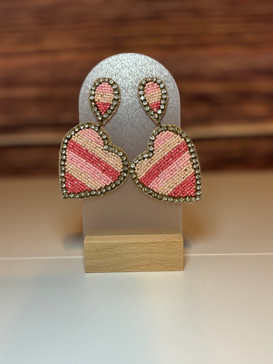 Blush Heart Beaded Drop Earrings