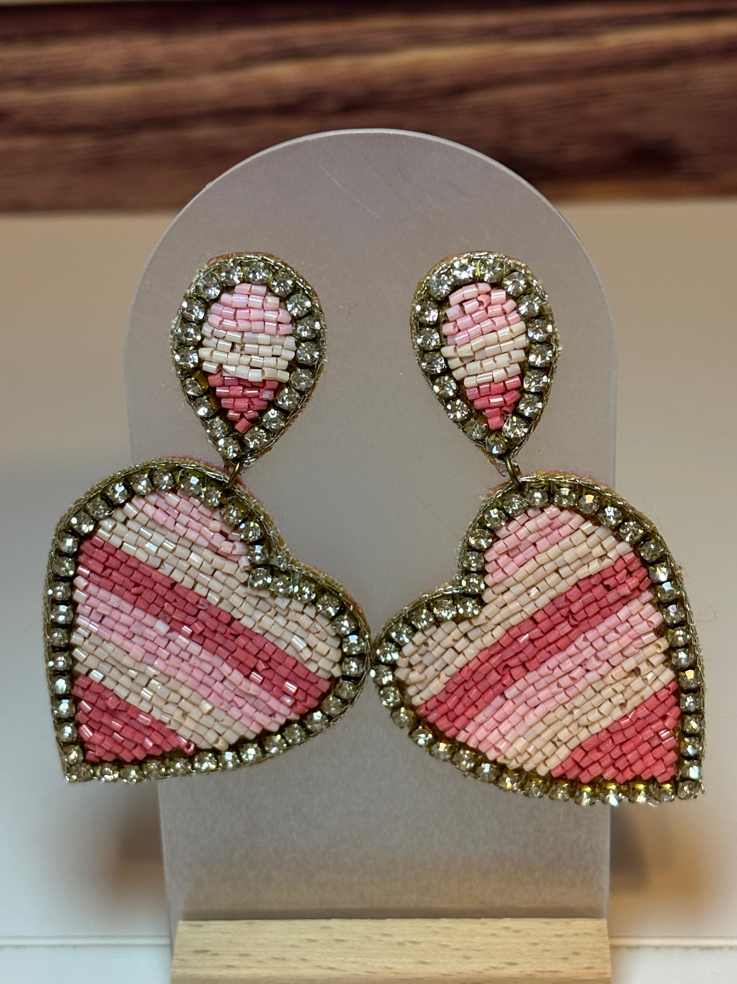 Blush Heart Beaded Drop Earrings