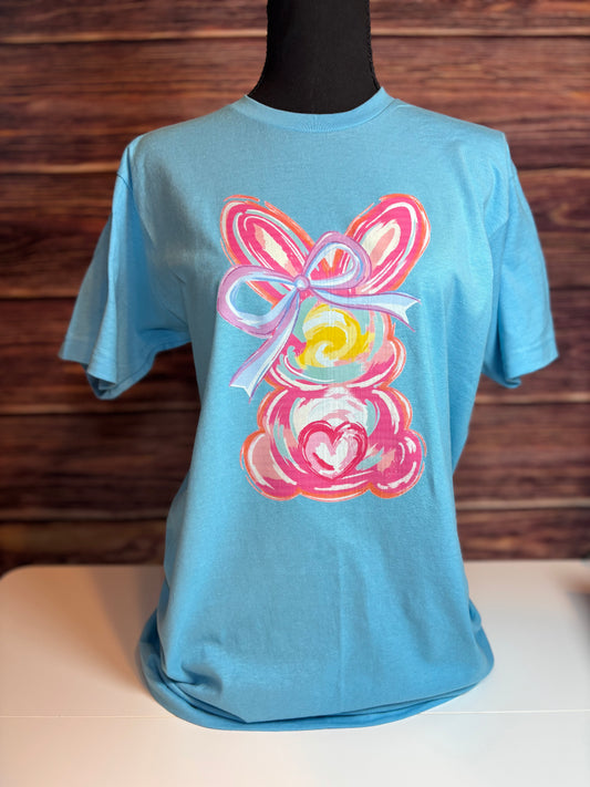 Pastel Bunny T-Shirt – Colorful Easter Bunny Graphic Tee | Spring Boutique Top